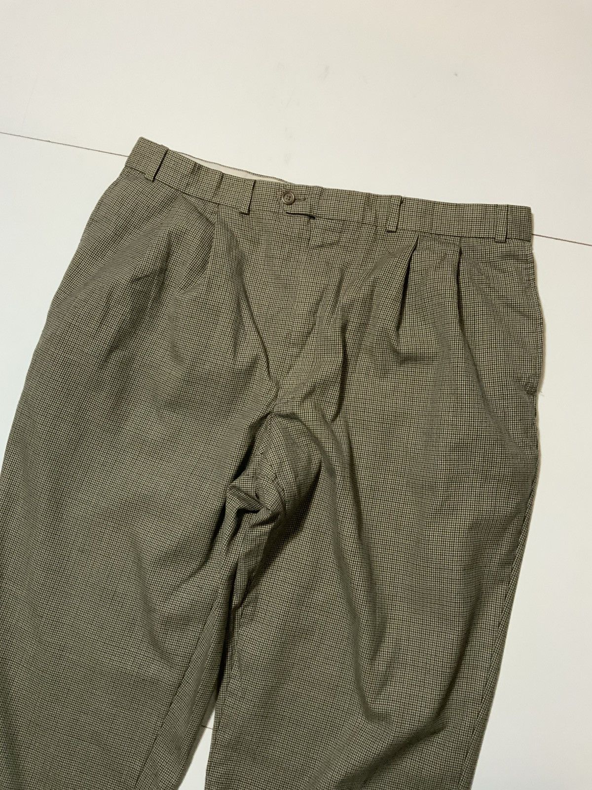 Polo Ralph Lauren × Vintage Vintage Ralph Lauren Wool Houndstooth Pleated Cuffed Pants Size US 38 / EU 54 - 6 Thumbnail