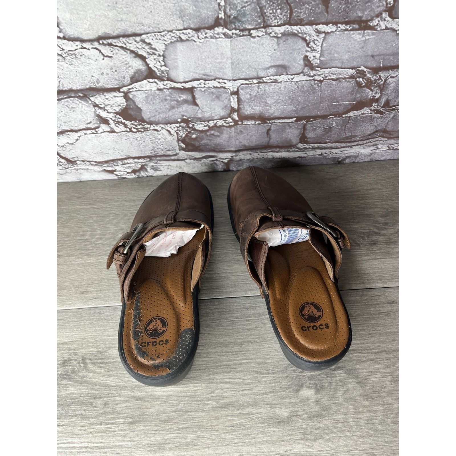 Crocs CROCS COBBLER Brown Leather Brass Buckle Heel Clogs Shoes Wo Size US 7 / IT 37 - 5 Thumbnail