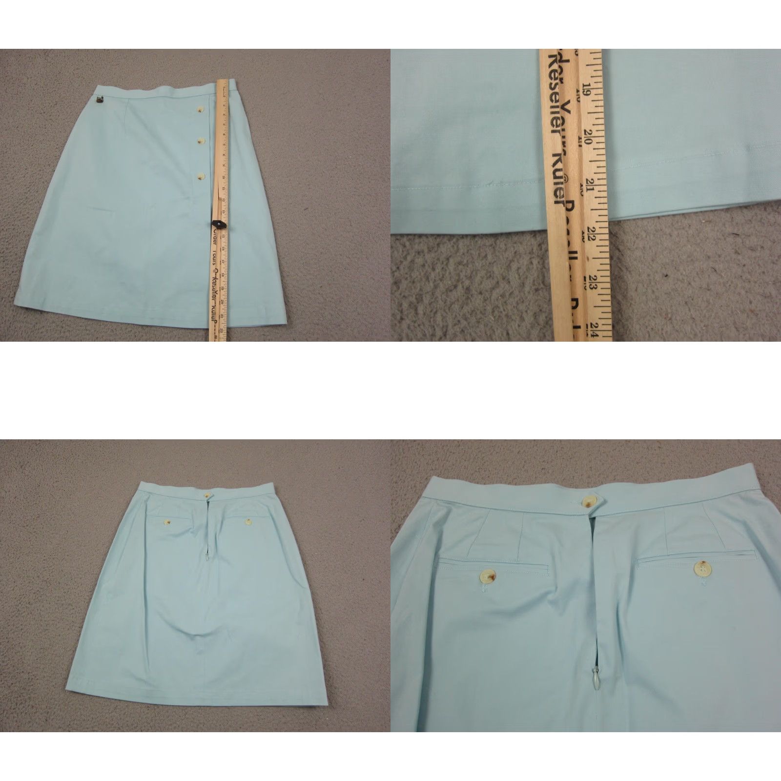 Lacoste VINTAGE Lacoste Skirt Womens Size 8 Blue A-Line 90s City Casual Buttons Logo Zip Mid Rise Short - Womens Skirt Size 30" / US 8 / IT 44 - 8 Thumbnail