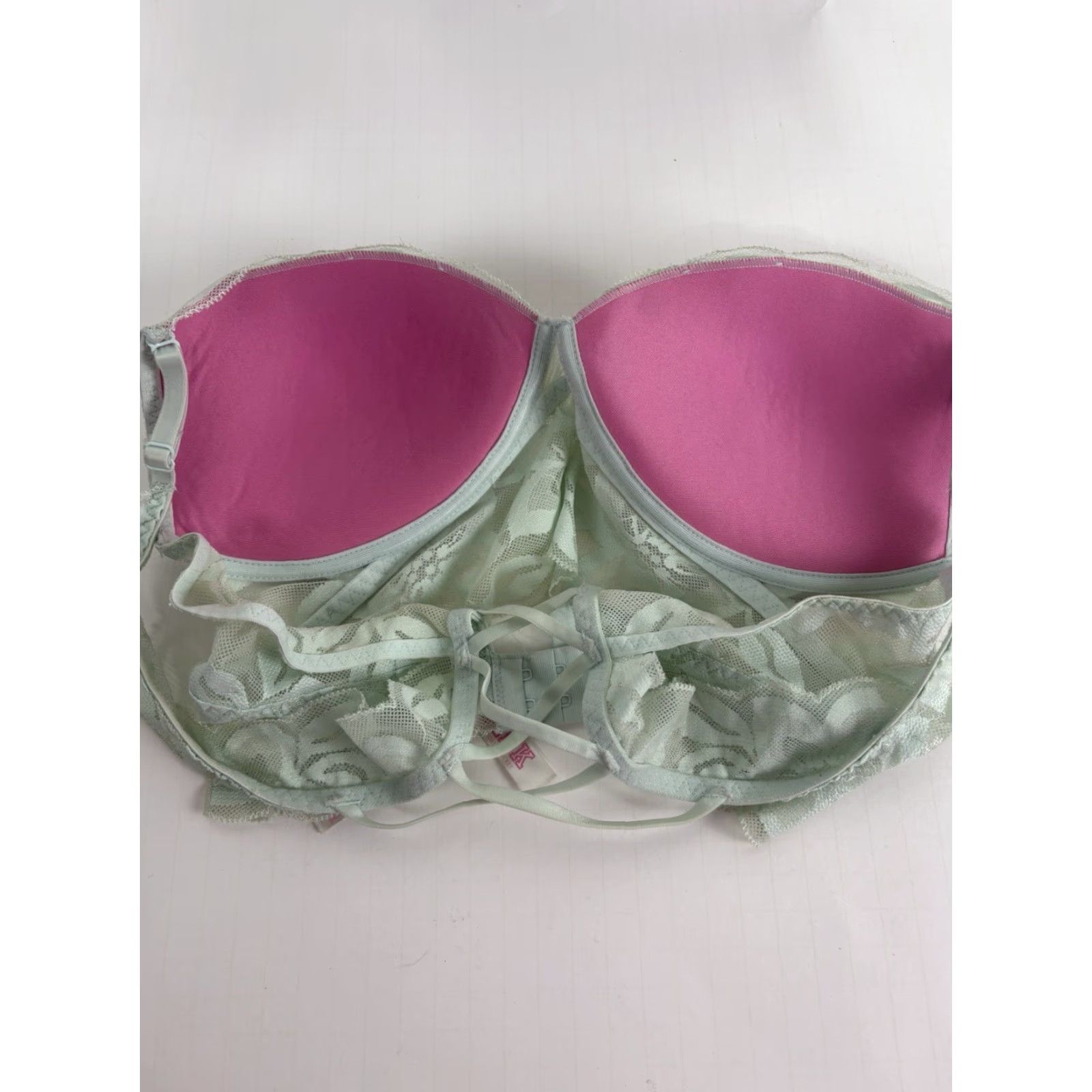 Victoria's Secret Pink Victoria's Secret Mint Green Lace Covered Push Up Bra Womens Size 34C Size ONE SIZE - 3 Thumbnail