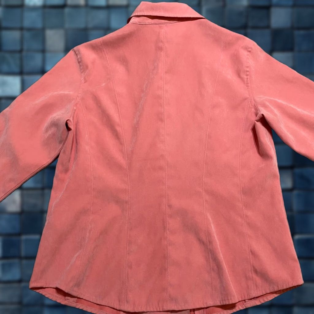 Talbots Talbots Shirt Orange Long Sleeve Button-Up Petite Womens PS Polyester Velvet Casual Solid 90s Size S / US 4 / IT 40 - 1 Thumbnail