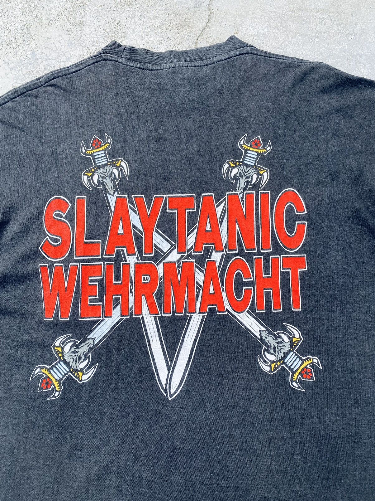 Band Tees True Vintage 80s Slayer Slaytanic Thrash Metal Band Tees Size US XL / EU 56 / 4 - 4 Thumbnail