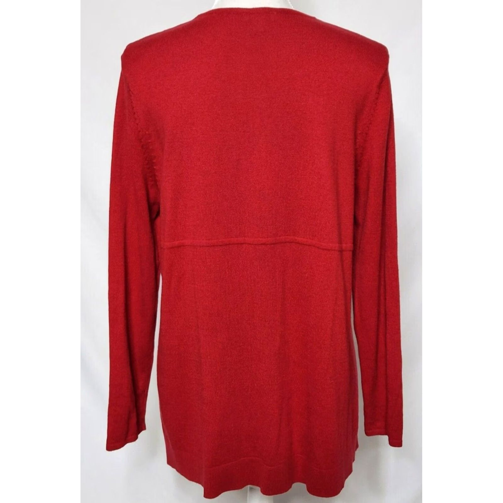 J. Jill J Jill Womens Petite M Sweater Knit Pullover Long Sleeve Solid Red Cotton Blend Size M / US 6-8 / IT 42-44 - 3 Thumbnail
