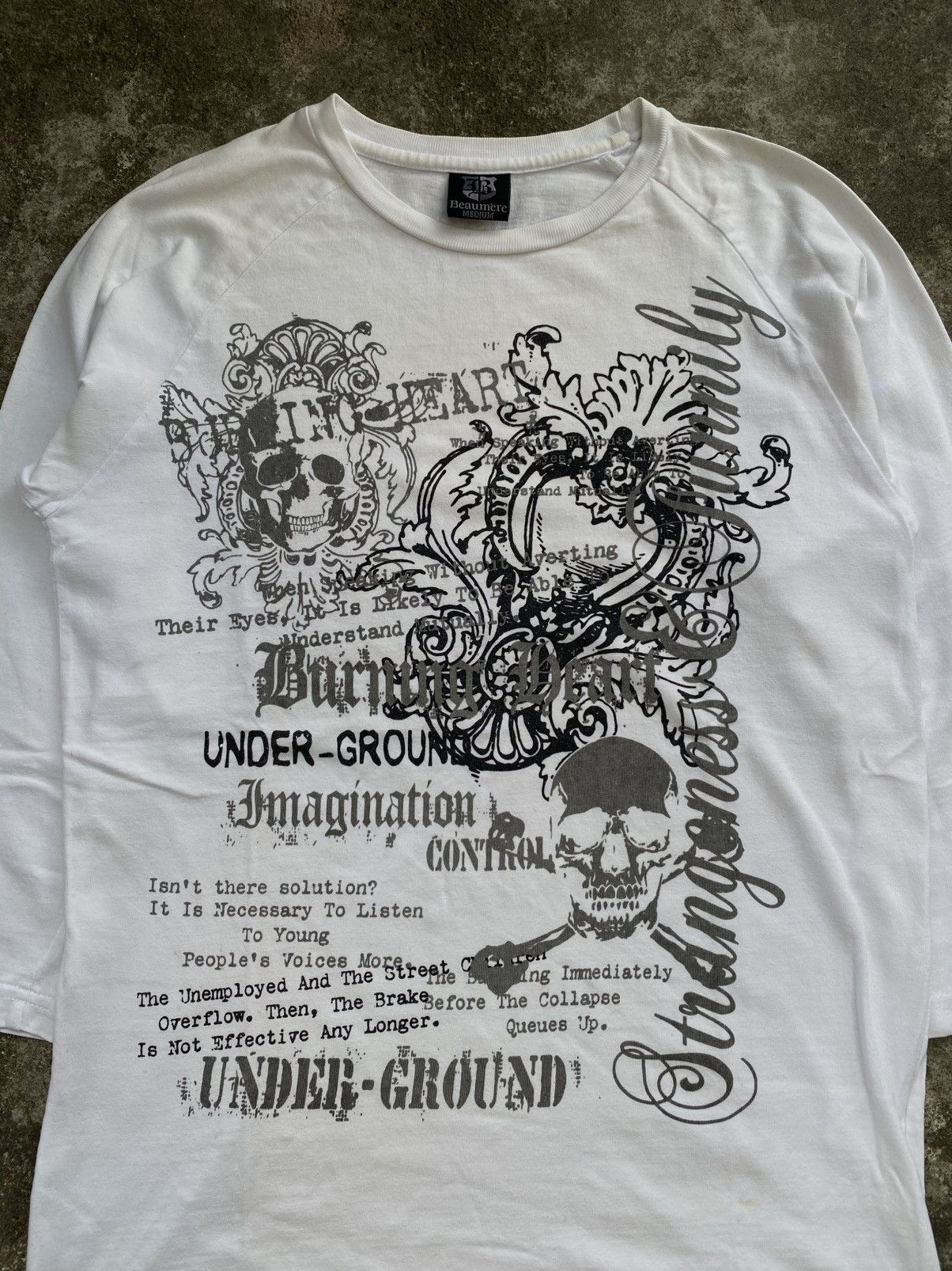 Japanese Brand BEAUMERE UNDERGROUND POEM SKULL RAGLAN SHIRT Size US M / EU 48-50 / 2 - 2 Thumbnail