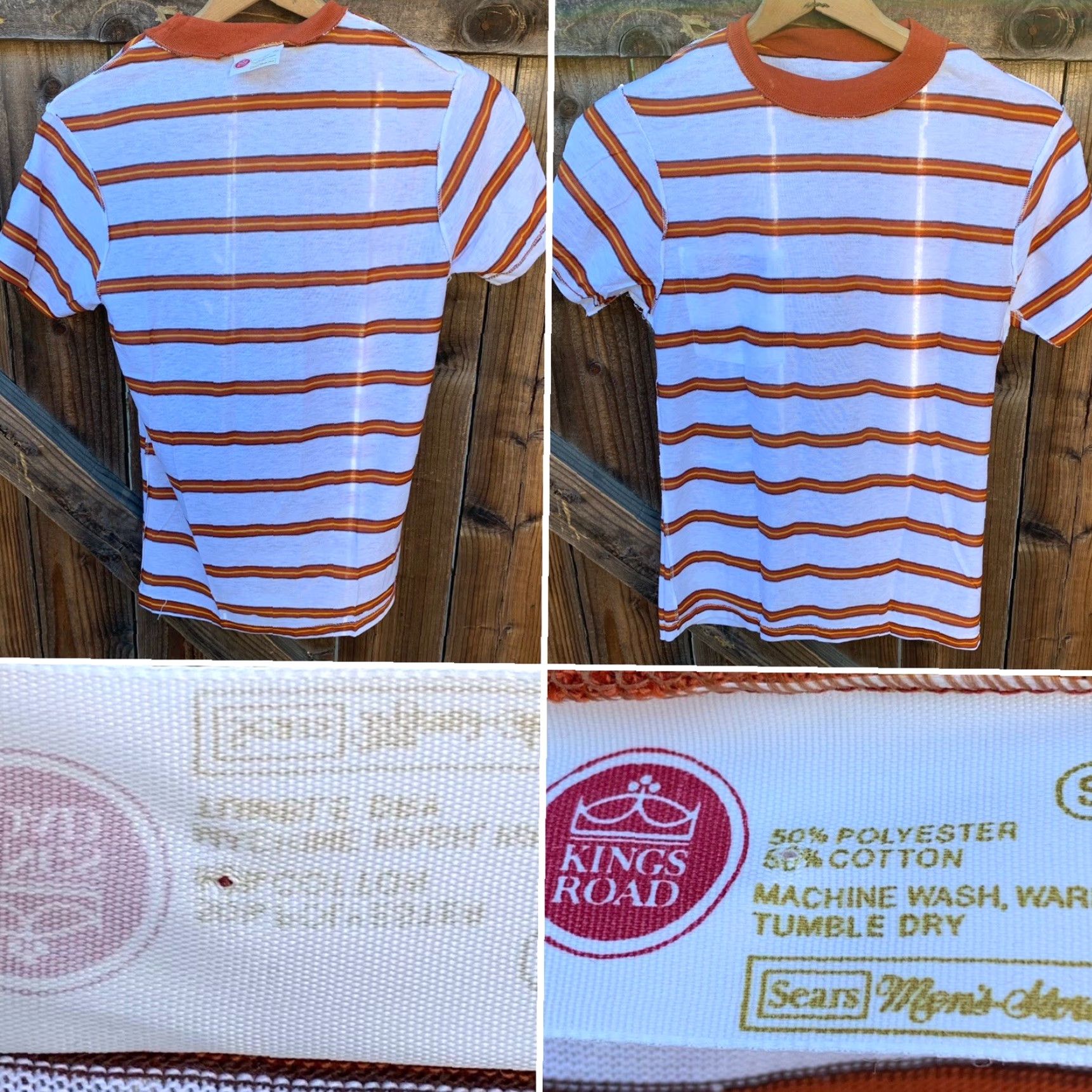 Sears VINTAGE Kings Road Sears Mens Store striped pocket t shirt single stitch Size S Size US S / EU 44-46 / 1 - 5 Thumbnail