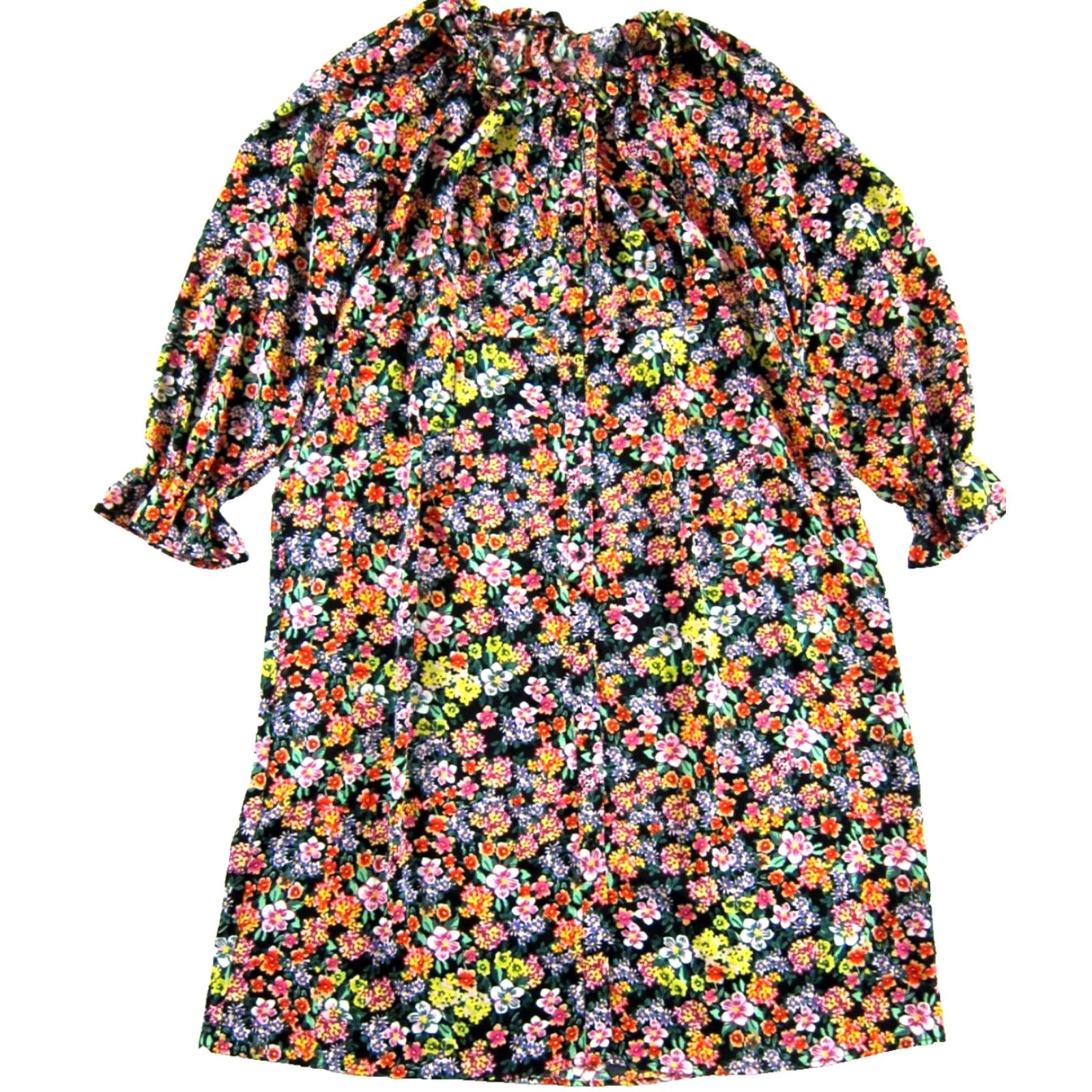 Shein Shein Curve Dress Pink Green Floral Long Sleeve Button Down Midi Smock Tunic 3XL Size XXL / US 16-18 / IT 52-54 - 2 Thumbnail