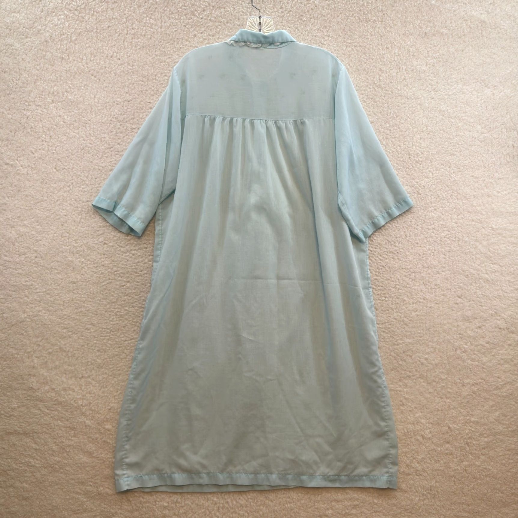 Vintage VINTAGE Nightgown Sleep Dress 1X Blue Embroidered Grandma Prairie Cottagecore Shirt Womens Witchительные Size XL / US 12-14 / IT 48-50 - 2 Thumbnail