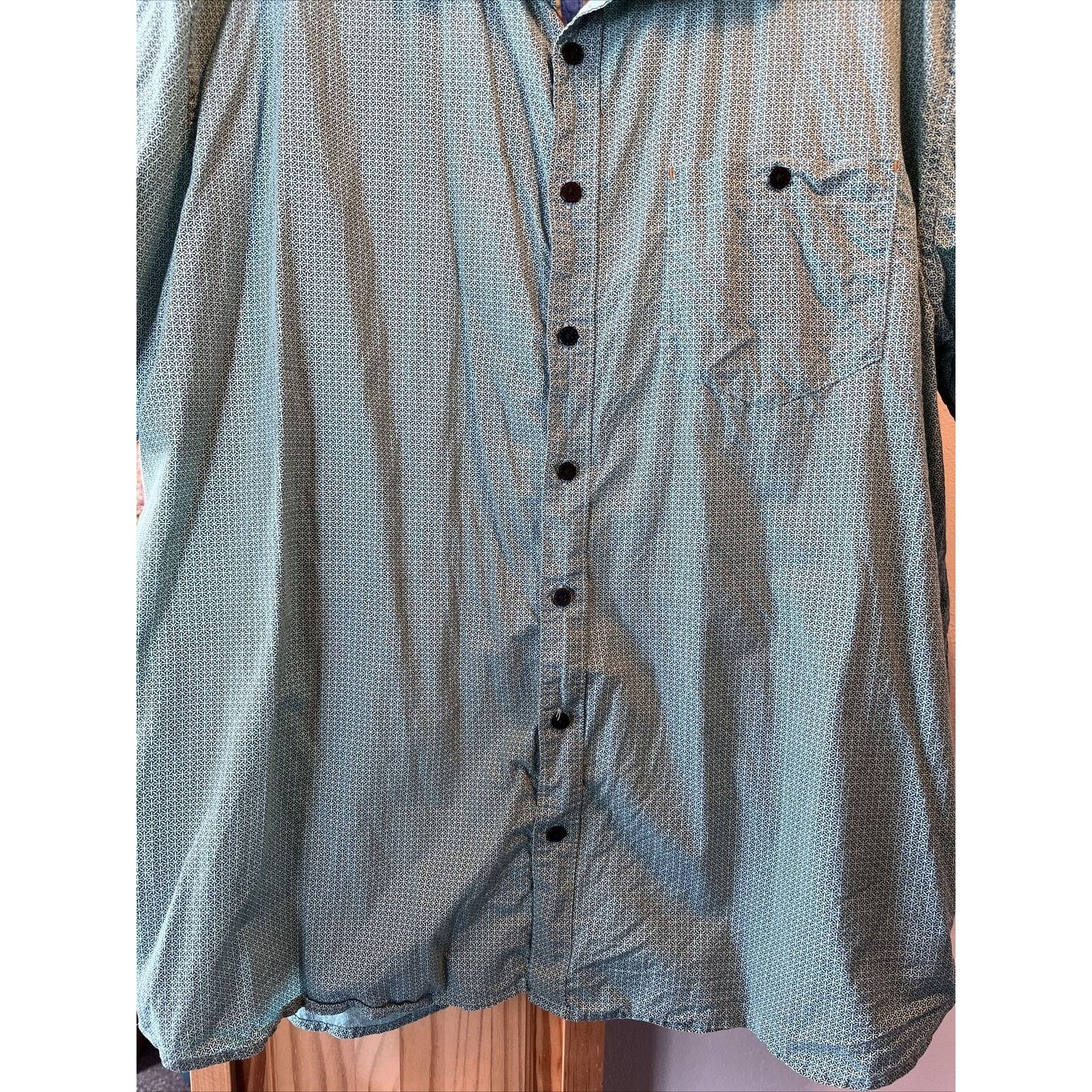 Other Across The Pond Men’s 3X Blue Green Button Down Cotton Shirt Size US XXL / EU 58 / 5 - 8 Thumbnail