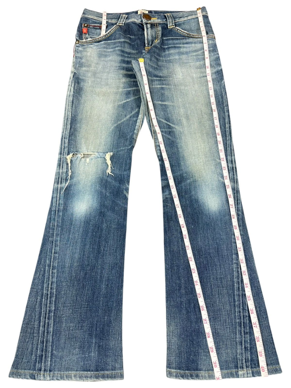 Edwin Vintage Edwin Blue Trip Buckle Back Spiral Flare Jeans Size US 30 / EU 46 - 13 Thumbnail