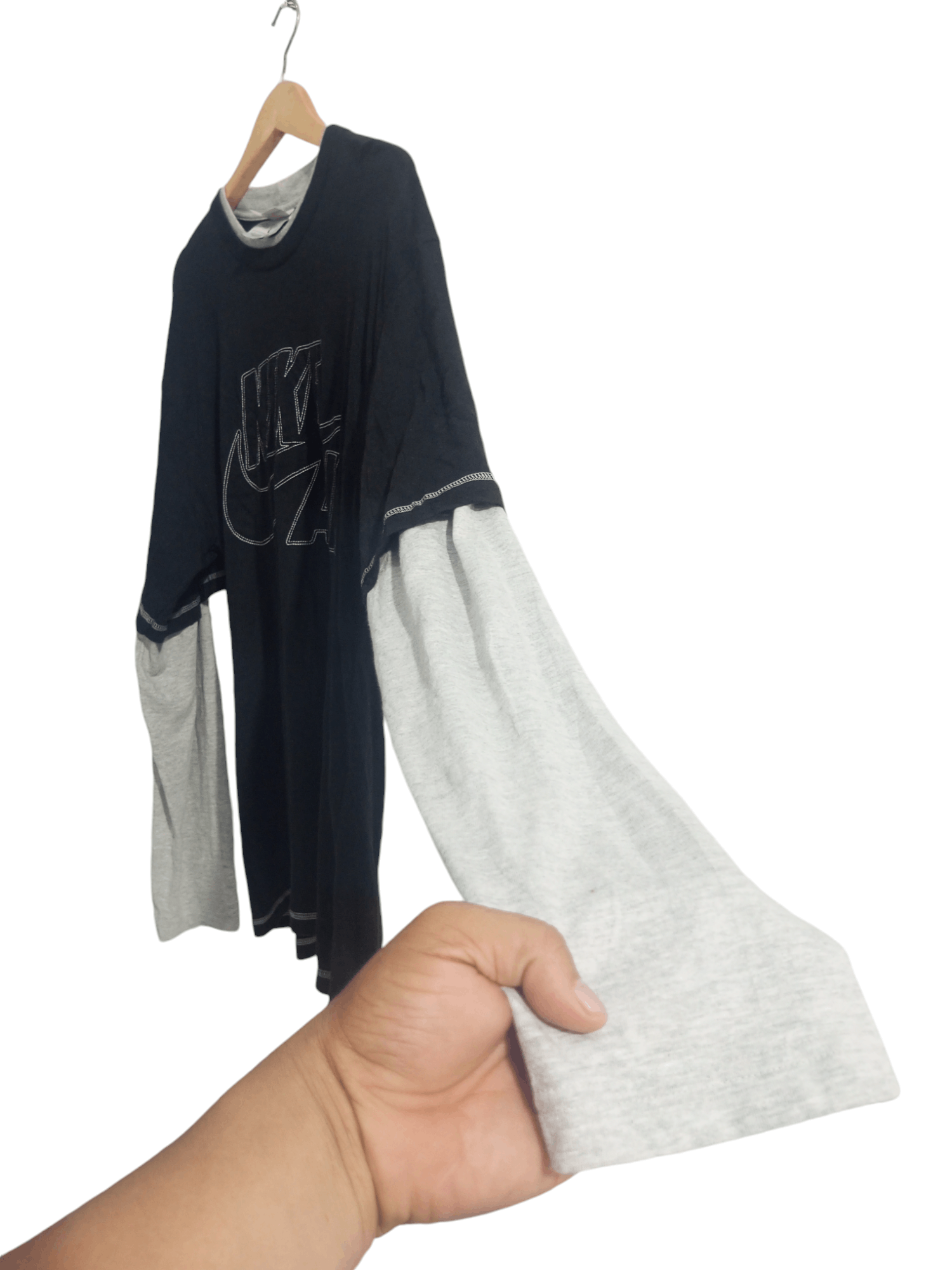 Nike × Vintage Vintage y2k nike double layer long sleeve tshirt Size US L / EU 52-54 / 3 - 3 Thumbnail