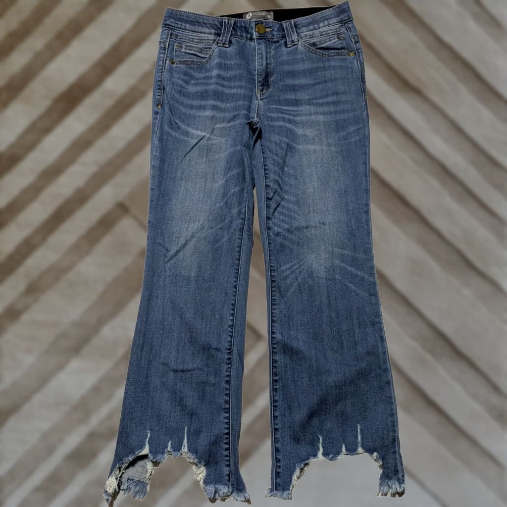 Vintage DEMOCRACY AB' TECHNOLOGY Women Size 8 Cutout Hem Lyocell Stretch Denim Jeans Shirt? Size 30" / US 8 / IT 44 - 1 Thumbnail