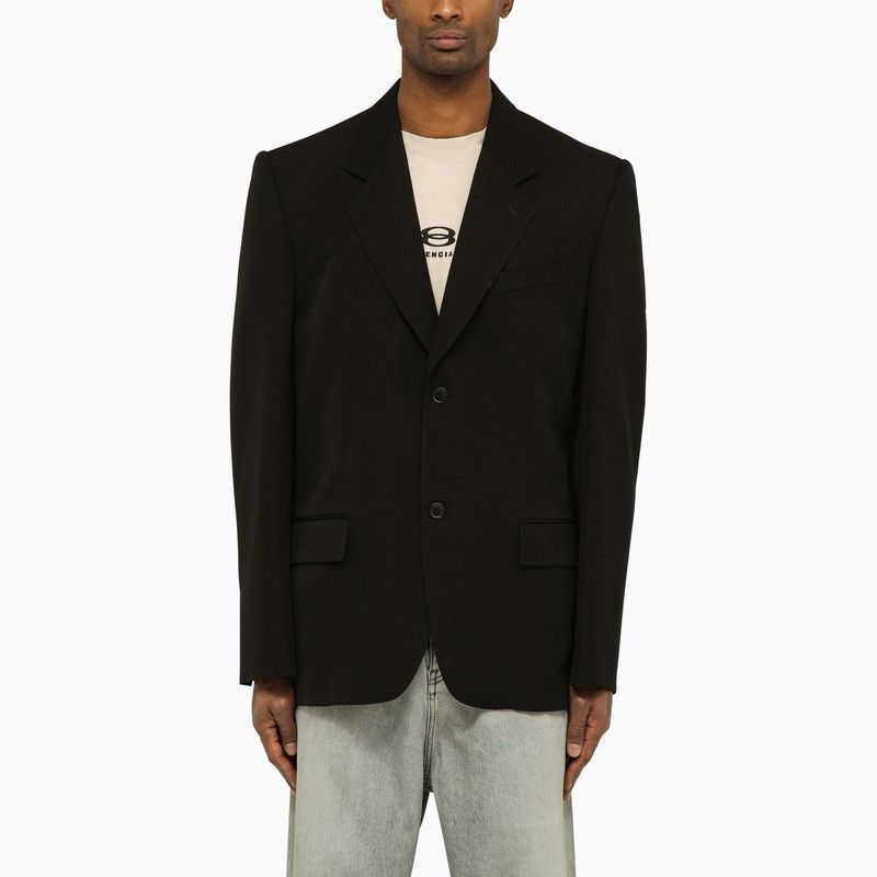 image of Balenciaga Black Wool Single-Breasted Jacket, Men's (Size Small)