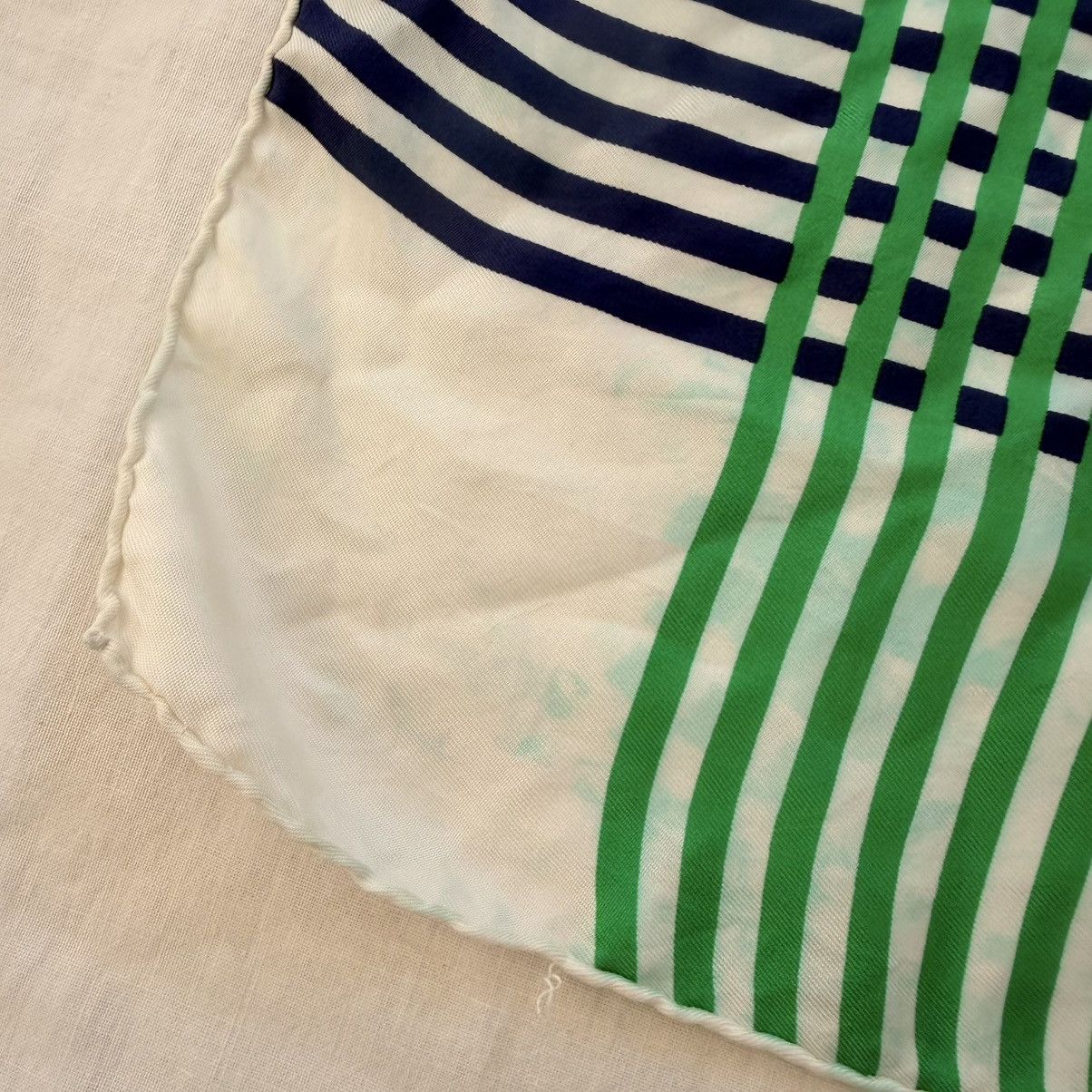 Yves Saint Laurent Vintage YSL Silk Scarf 33x33 Green Blue Check Stripe Size ONE SIZE - 7 Thumbnail