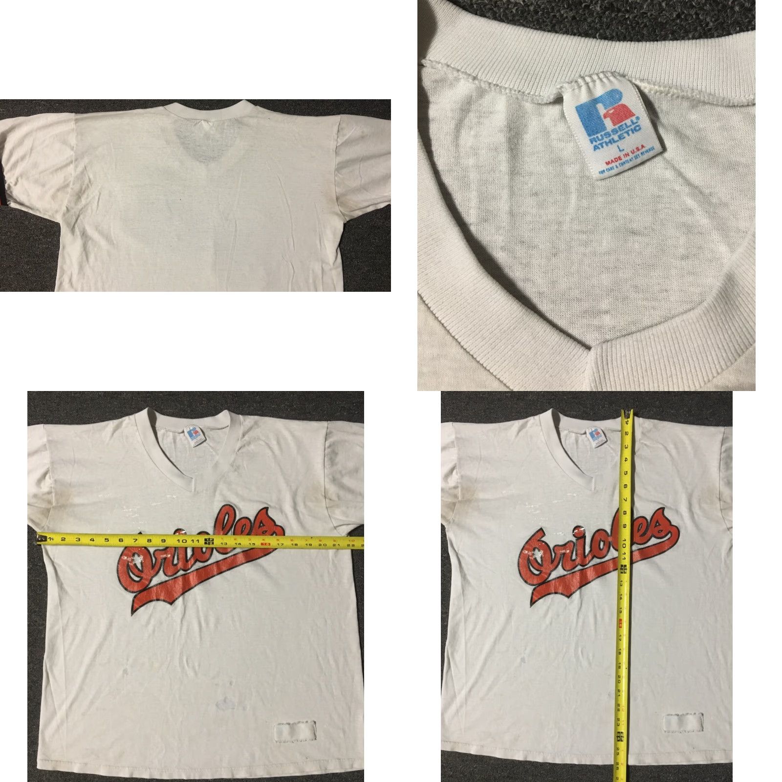 Russell Athletic VINTAGE Baltimore Orioles Russell Athletic Shirt M Baseball Grunge 90s Distressed White USA USA Maryland 70s 80s Punk Retro Rock Sports University NS Size US M / EU 48-50 / 2 - 8 Thumbnail