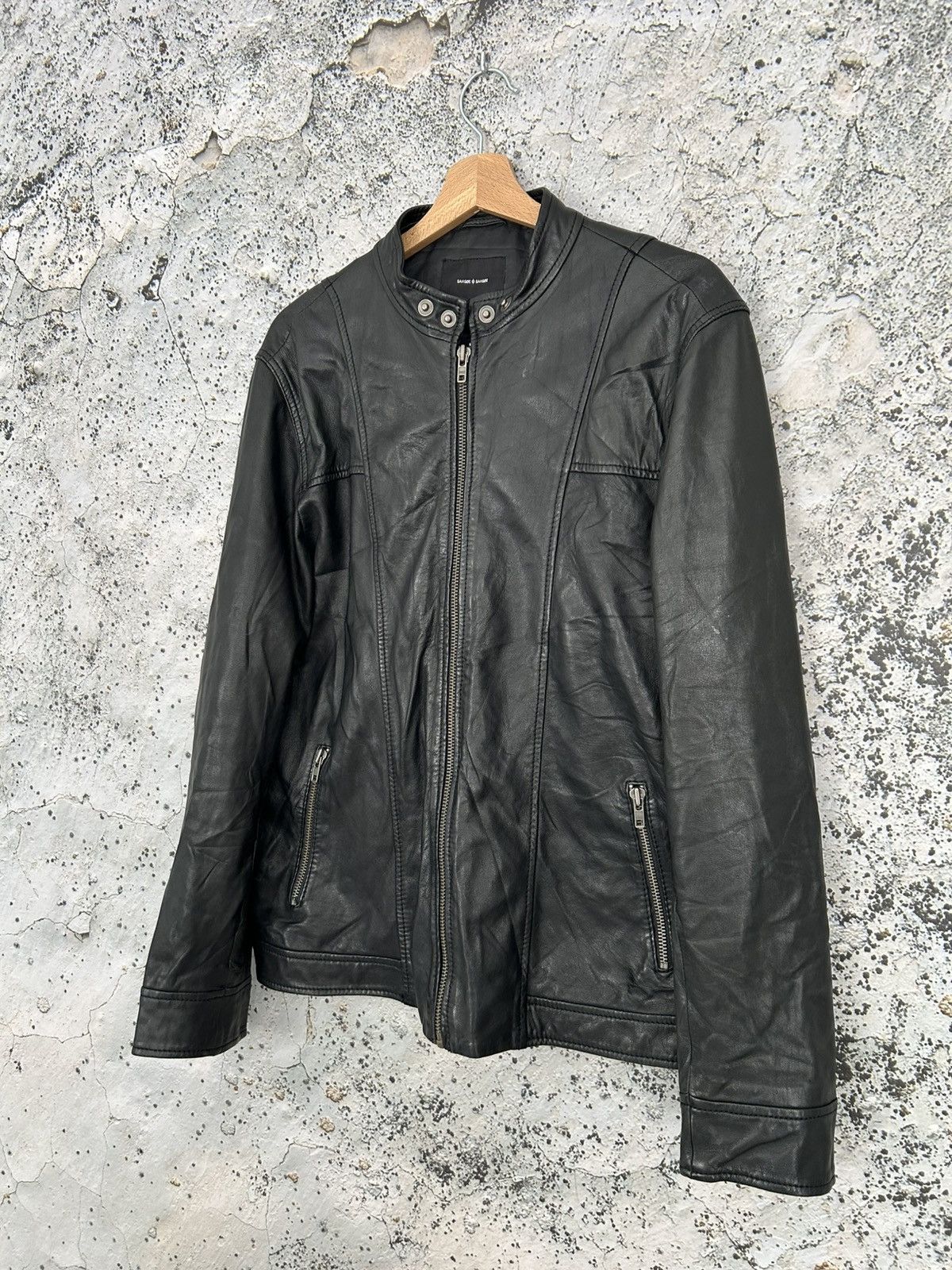 Samsoe Samsoe Samsoe Samsoe Krede Black Genuine Leather Jacket Punk Metal Size US XL / EU 56 / 4 - 2 Thumbnail
