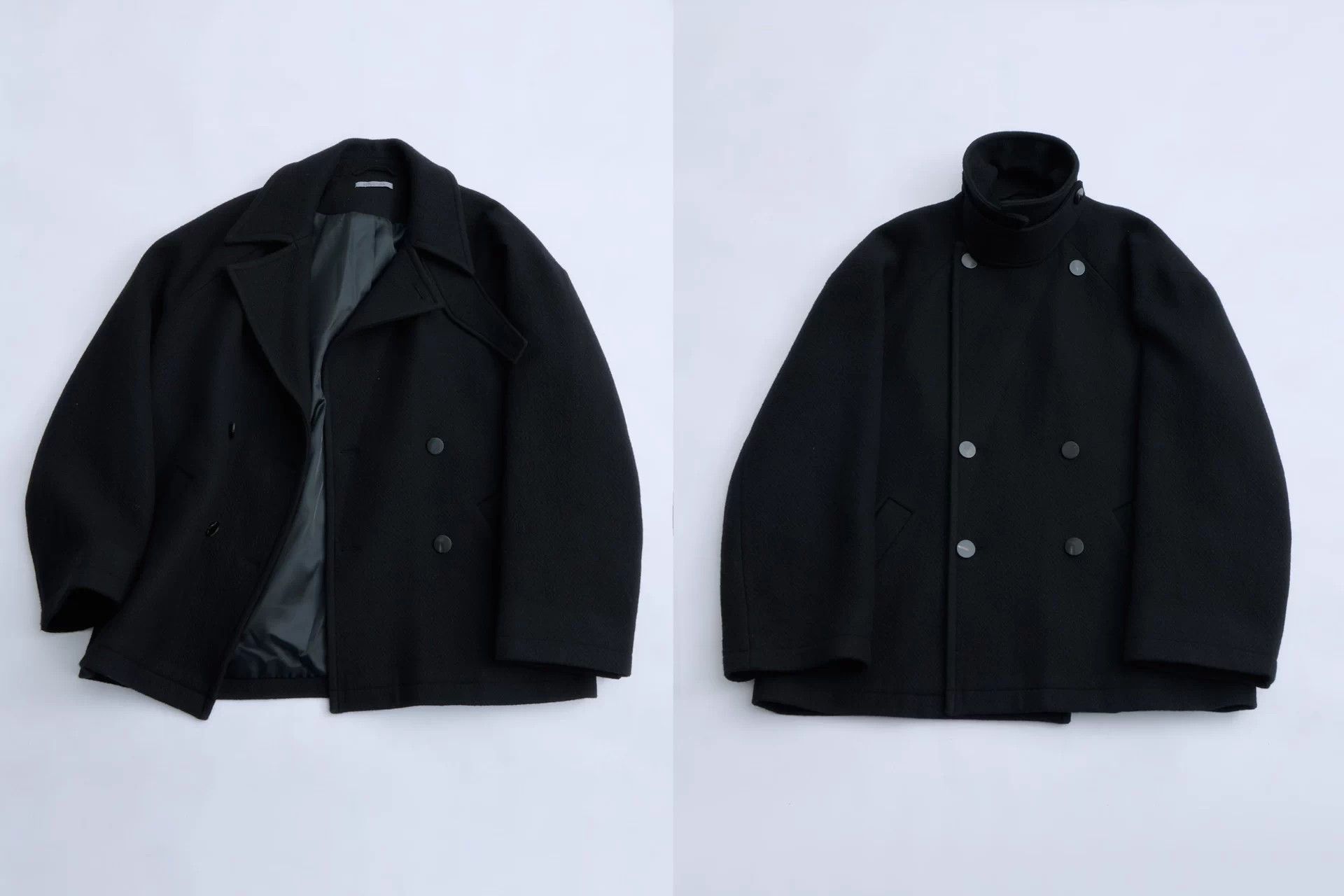 Structure STRUCTURA Black DB Oversized Wool Short Peacoat Size M / US 6-8 / IT 42-44 - 8 Thumbnail