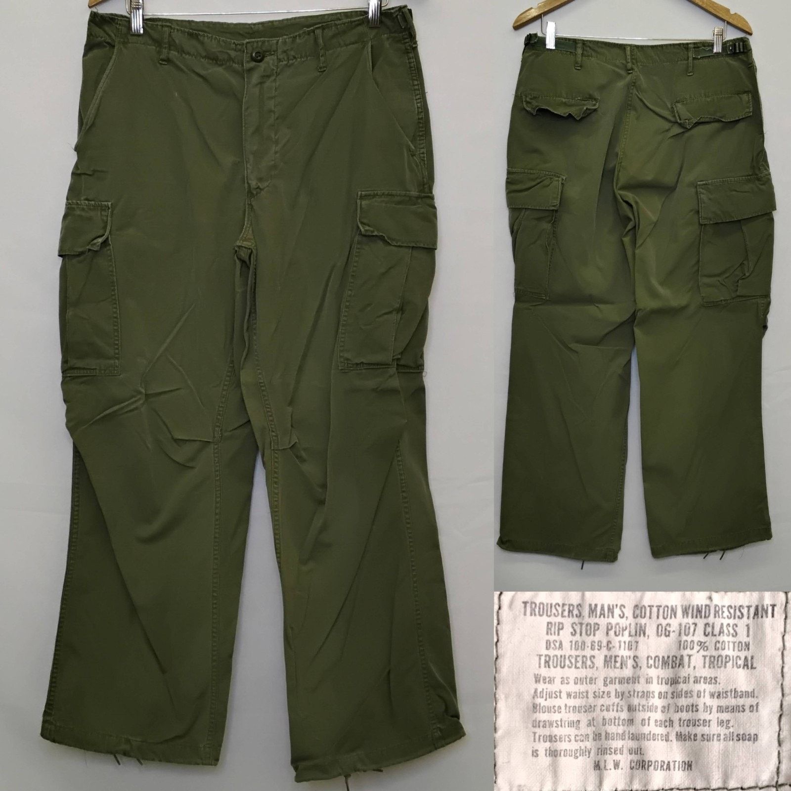 Other US Army OG-107 Class 1 Tropical Pants Men's M Green Vietnam Size US 34 / EU 50 - 1 Thumbnail