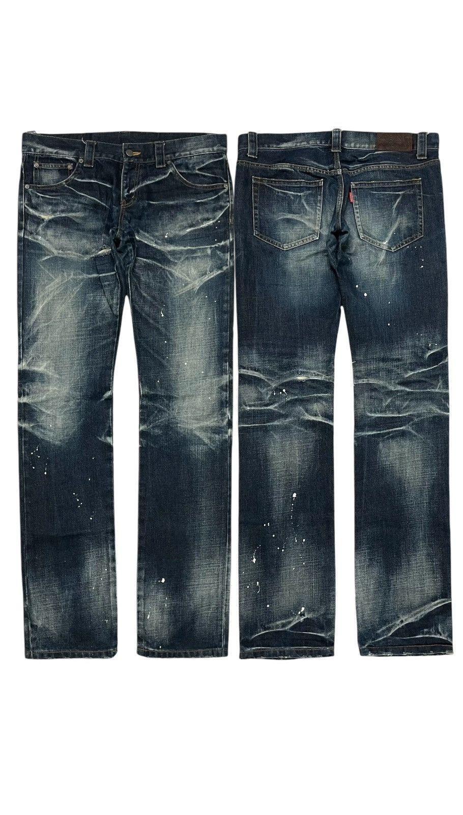 Pre-owned Tornado Mart 2000s  Japan Splash Paint Distressed Jeans In Blue