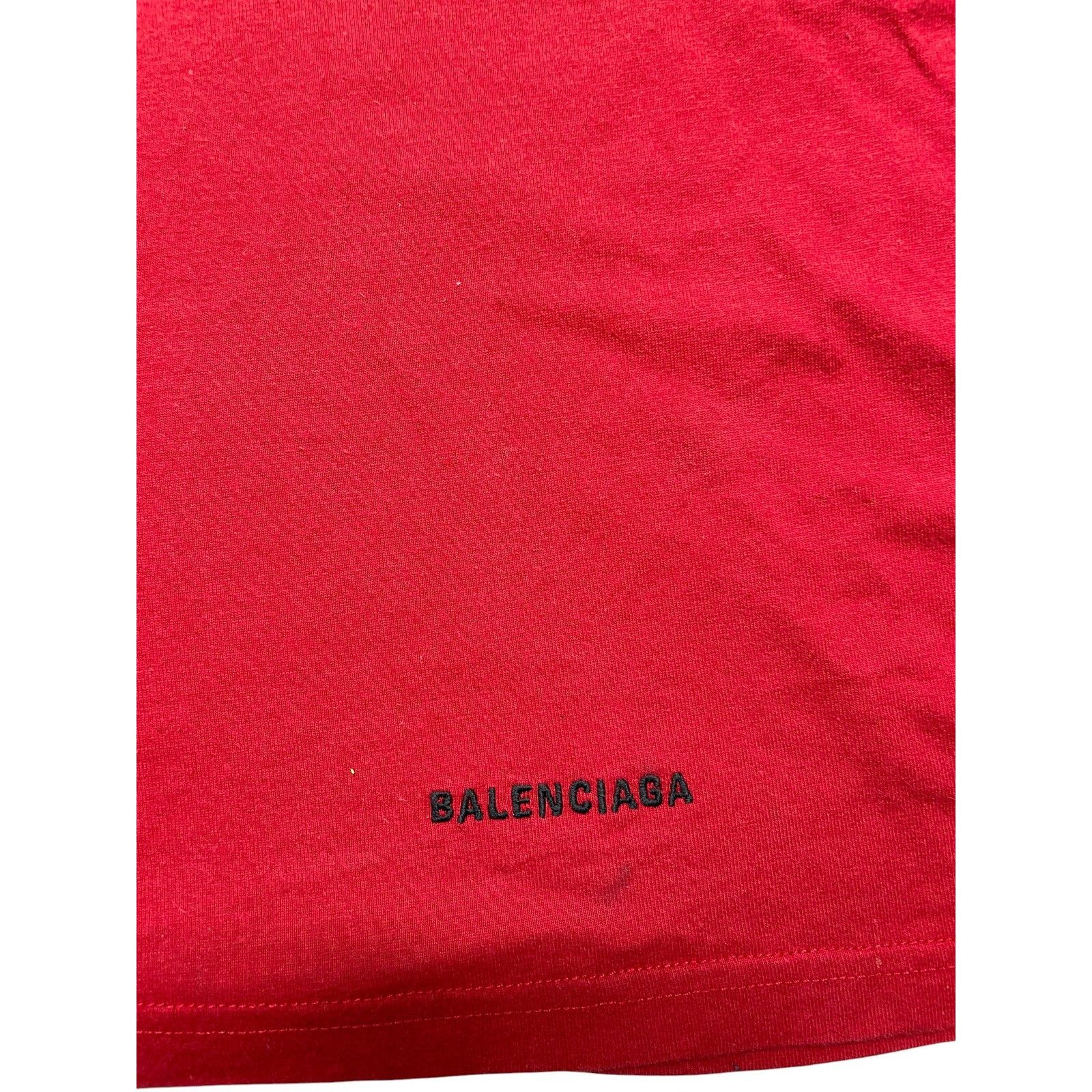 Balenciaga Balenciaga 'Small Logo' Red & Black Tee Size US S / EU 44-46 / 1 - 2 Thumbnail
