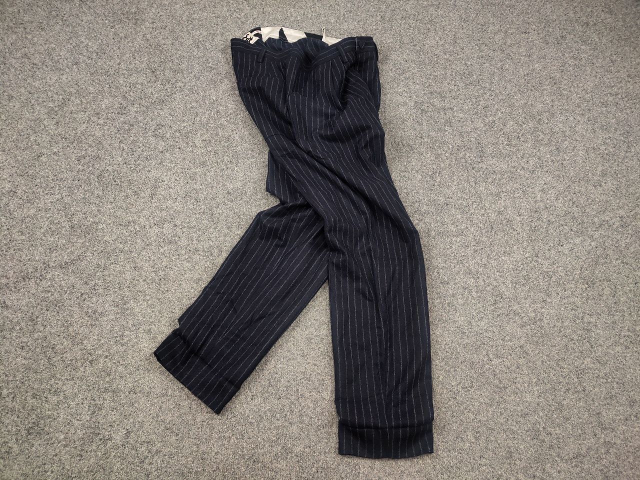 Other EnSoie Design Premium handmade wool Navy stripe Ankle Pants Size US 32 / EU 48 - 2 Thumbnail