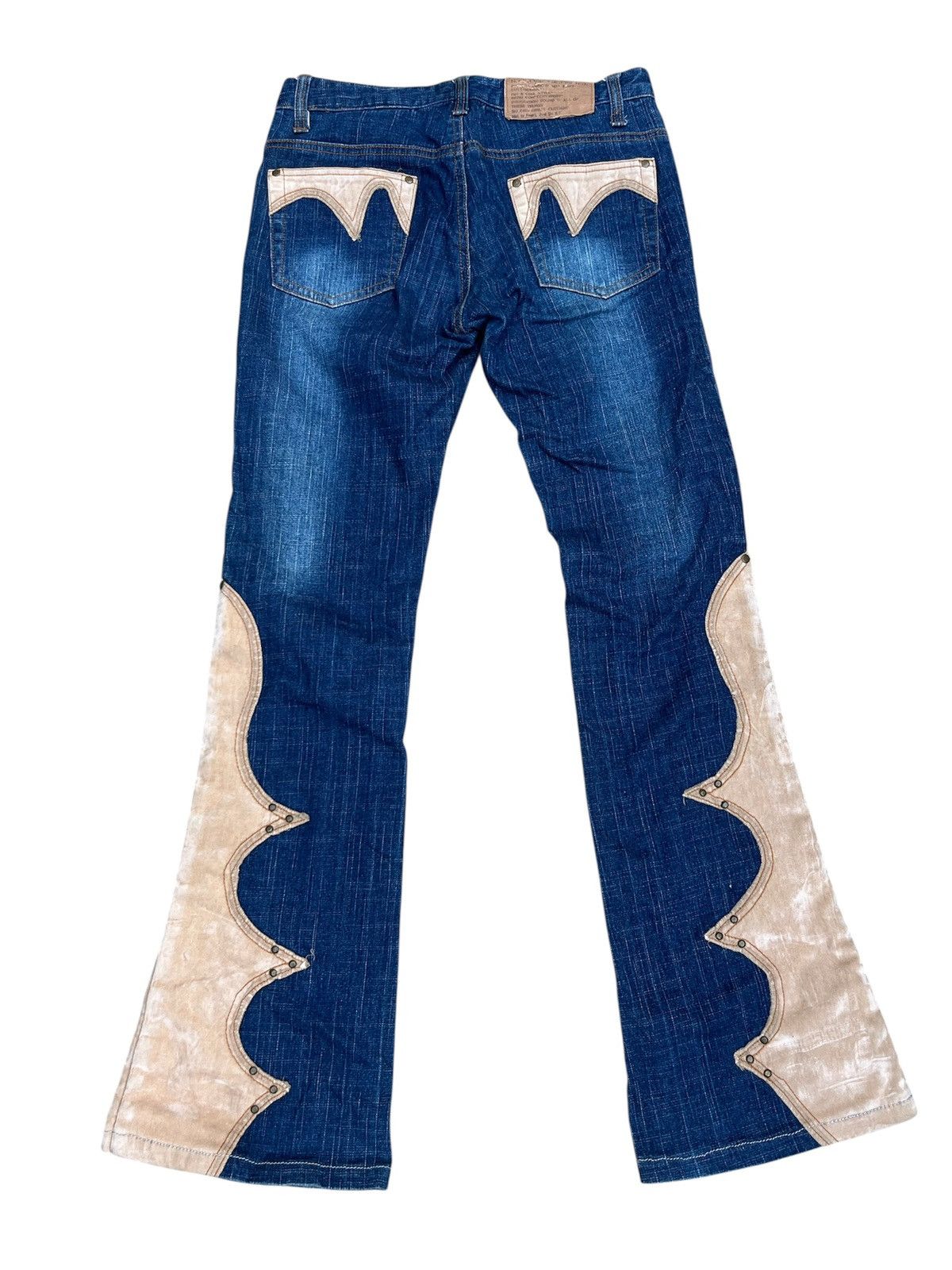Japanese Brand 💥 LEATHER PATCHWORK FLARED 💥 HIT IT OFF Jeans Size US 27 - 6 Thumbnail