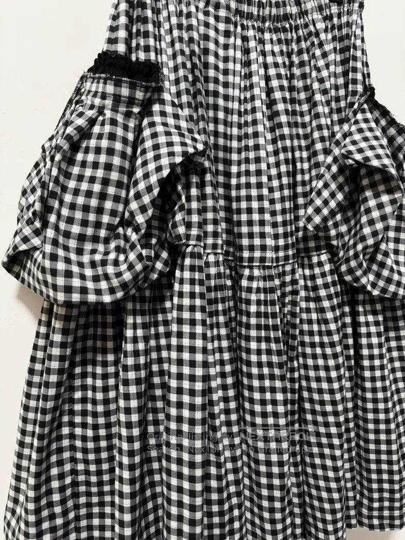 Comme des Garcons Comme Des Garcons Black and White Plaid Pleated Big Pocket Size 22" - 4 Thumbnail