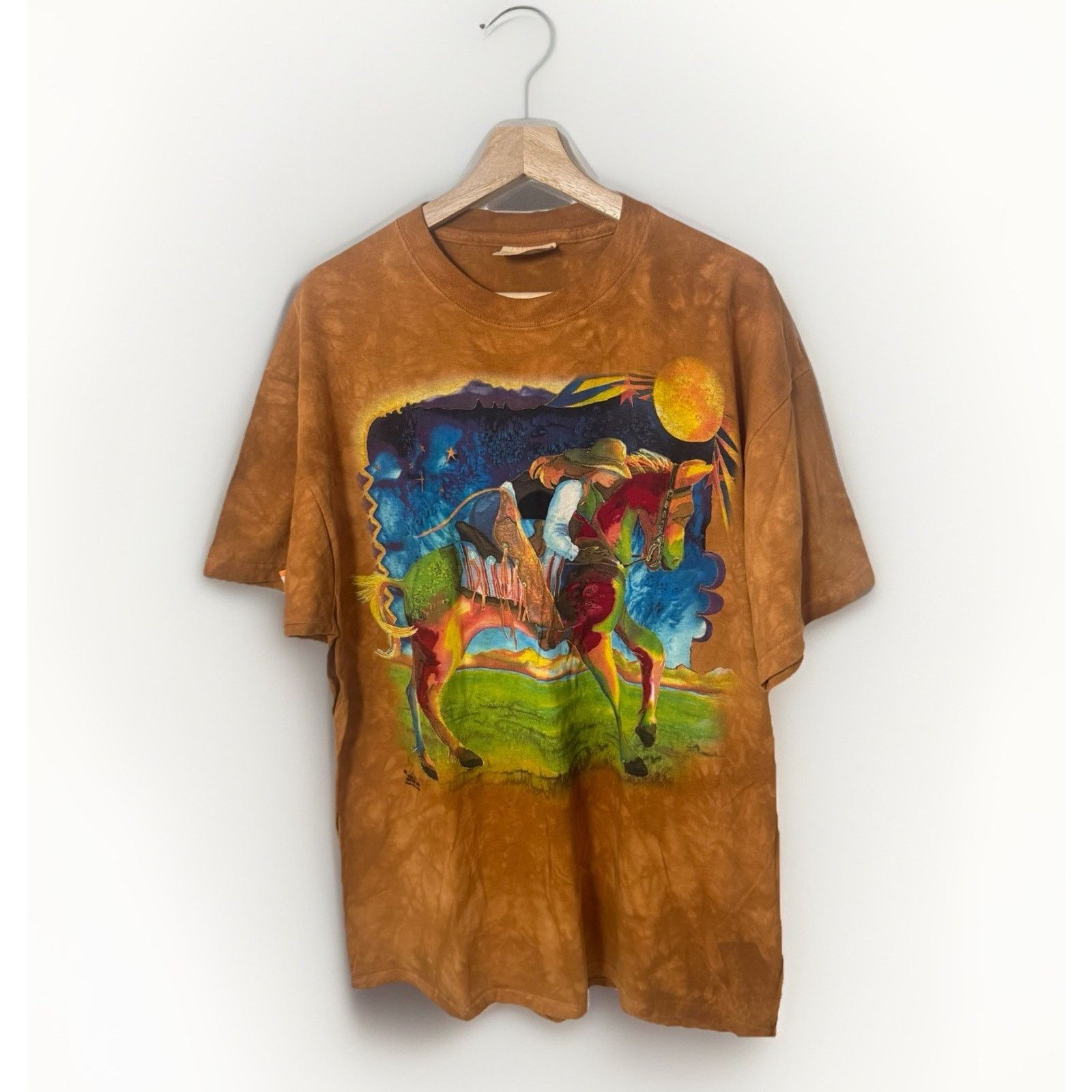 The Mountain Vtg The Mountain Nancy Caudrey Cowgirl Horse Art Dip Dye Size US XL / EU 56 / 4 - 1 Thumbnail