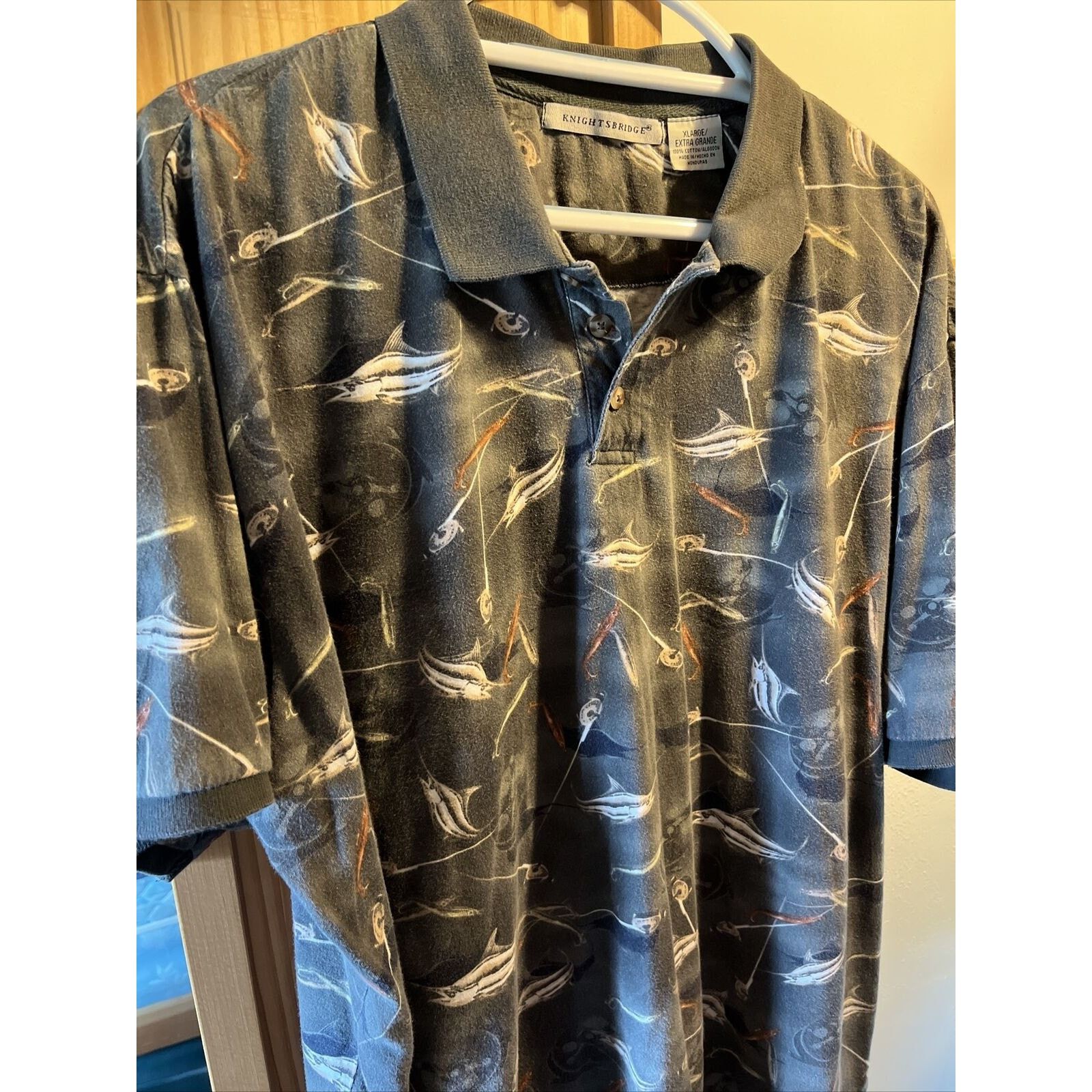 Other Knightsbridge Shirt Men Polo Gray Shirt XL Fishing Swordfish Size US XL / EU 56 / 4 - 5 Thumbnail