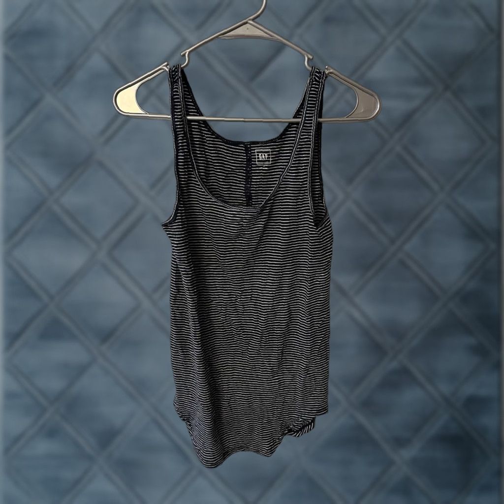 Gap Gap Tank Women Large Blue Striped Sleeveless Crew Neck Tie Cotton Blend Linen Blend Modal Casual Bohemian Colorful Size L / US 10 / IT 46 - 1 Thumbnail