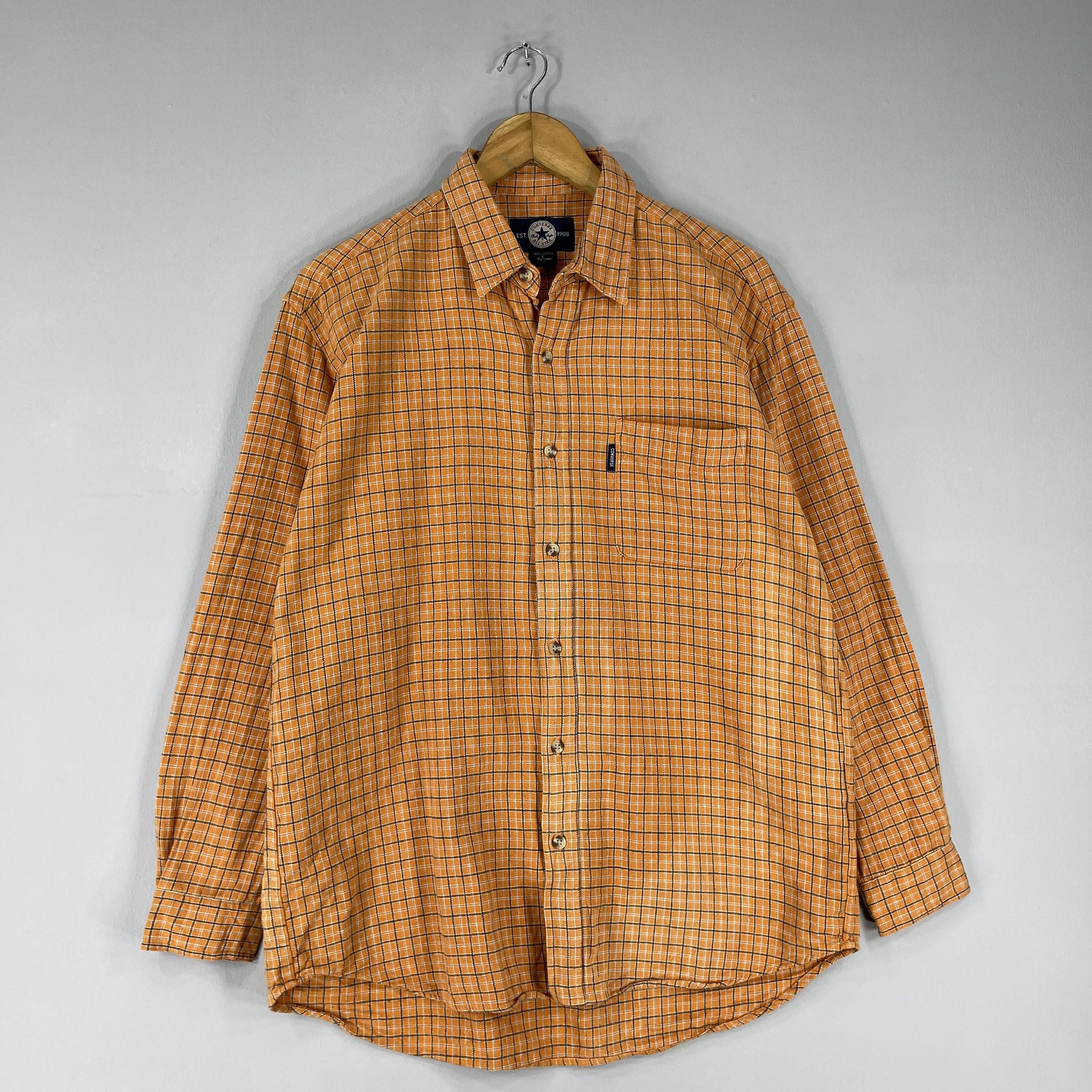 Converse Vintage 1990s CONVERSE Plaid Checkered Orange Flannel Shirt Size US M / EU 48-50 / 2 - 5 Thumbnail