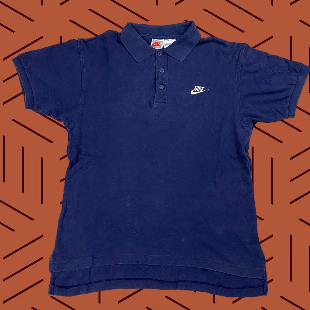 Nike VINTAGE 90S NIKE POLO SHIRT EMBROIDERED SWOOSH 100% COTTON MENS SMALL NAVY BLUE Size US S / EU 44-46 / 1 - 1 Thumbnail