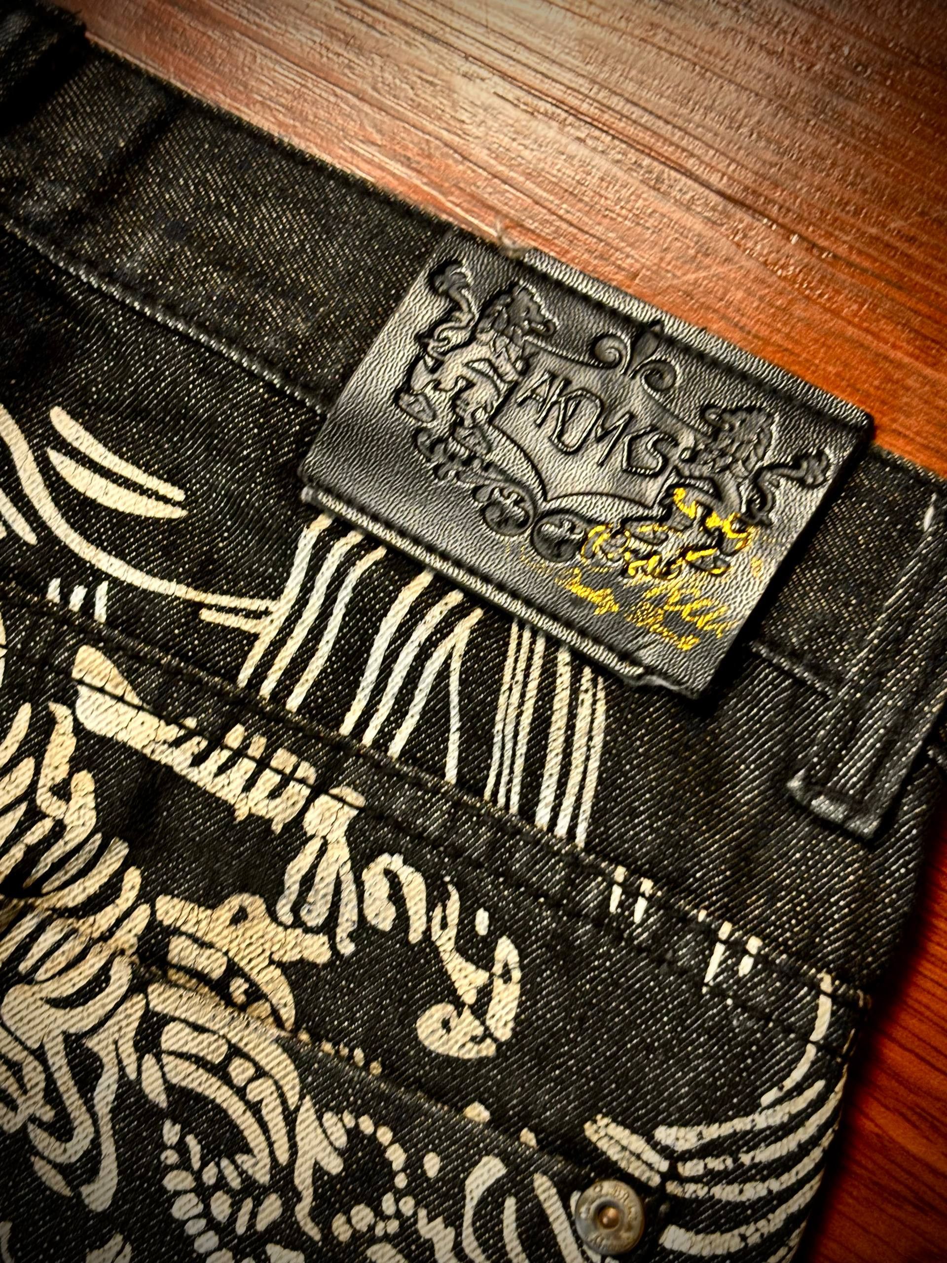 JNCO Vintage 00s Black Akademiks Rare Back Prints Logo Denim Pant Size US 34 / EU 50 - 5 Thumbnail
