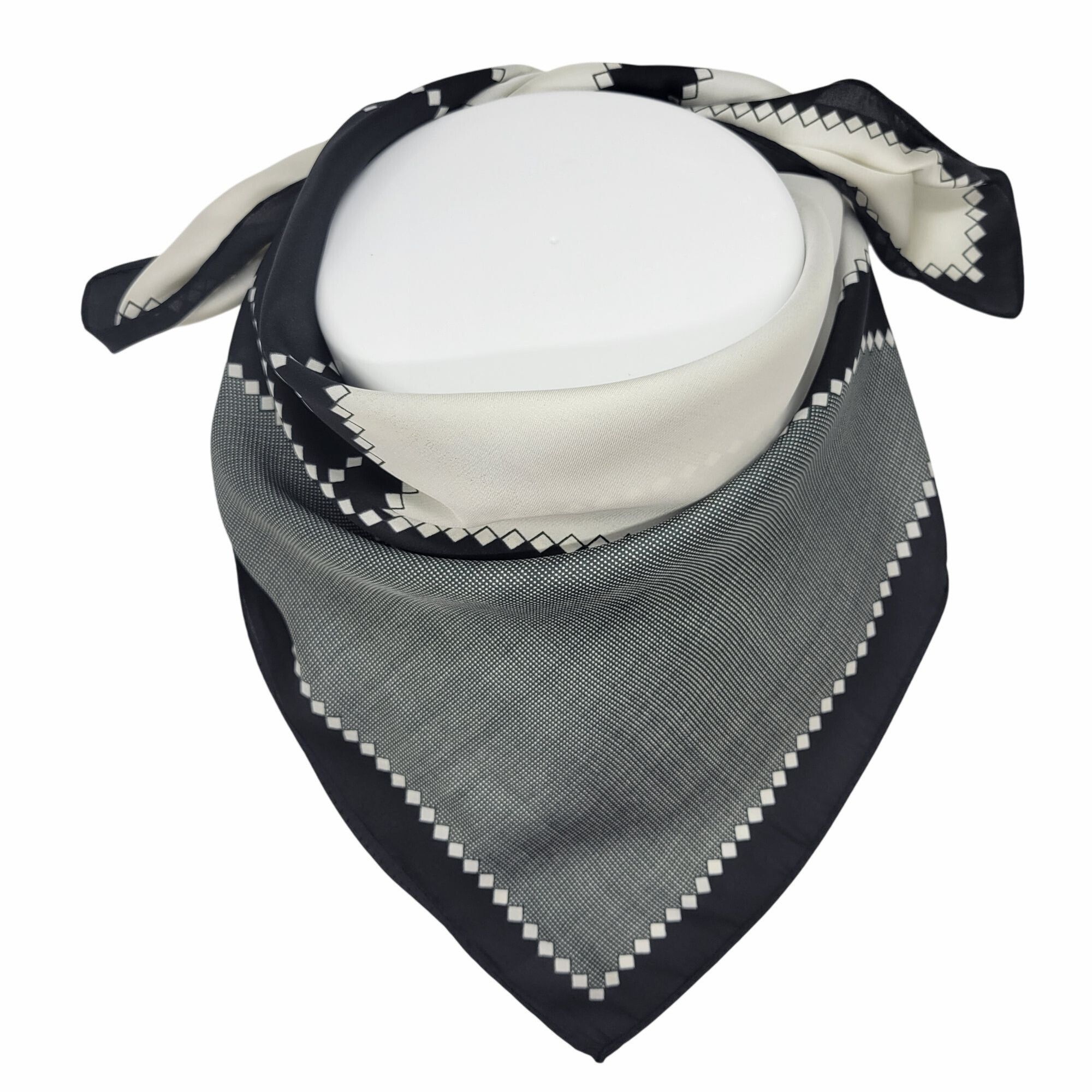 Other ⭐Luxury Elegant Silky Scarf Black Grey Taupe Plaid Geometric Size ONE SIZE - 3 Thumbnail