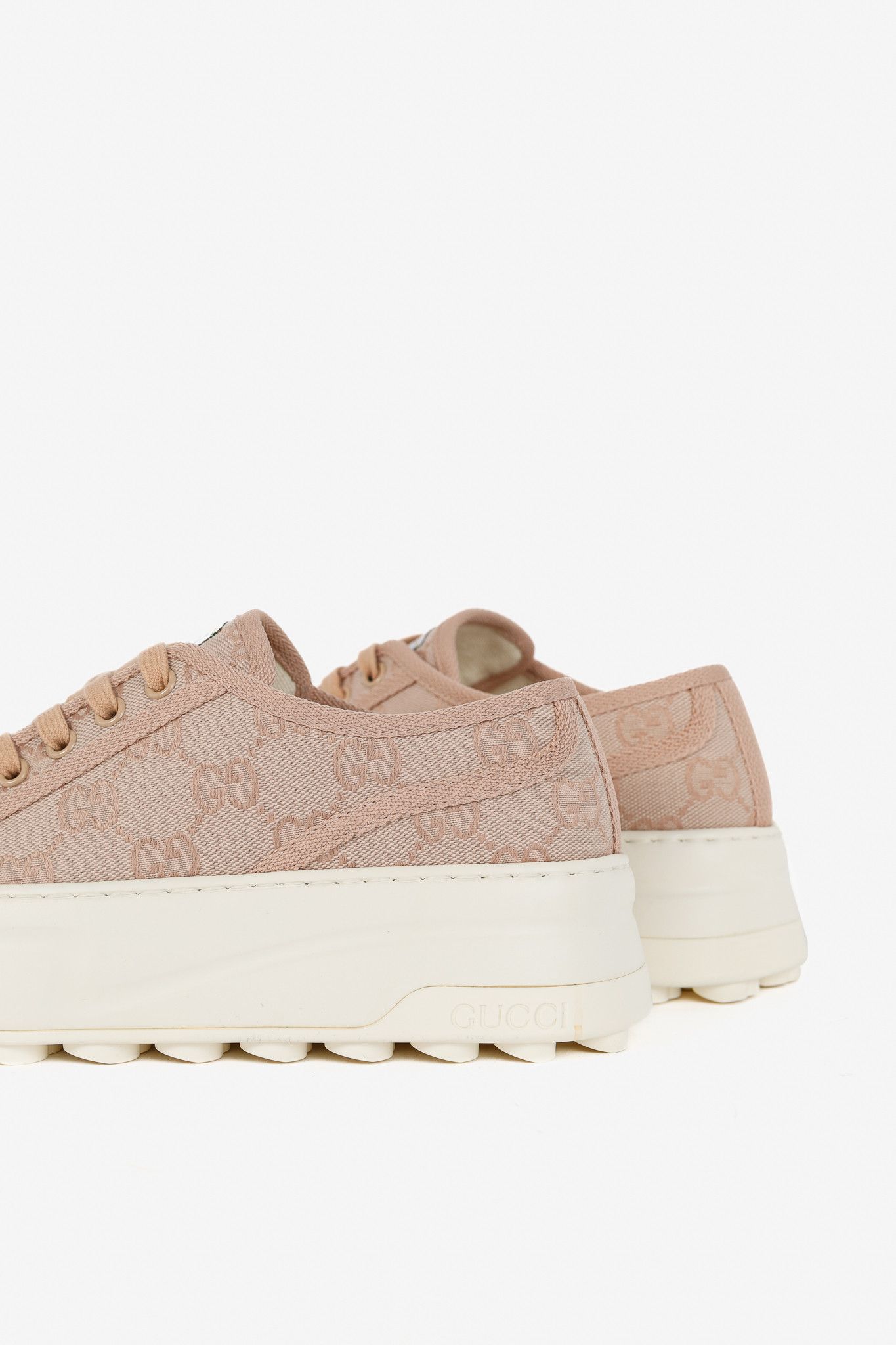 Gucci Gucci Pink New Canvas GG Monogram Platform Sneakers Size US 7 / IT 37 - 8 Thumbnail