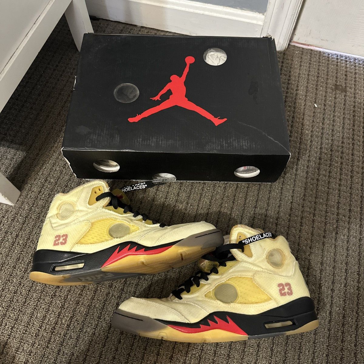 Nike × Off-White Jordan 5 off white sail Size US 9.5 / EU 42-43 - 3 Thumbnail