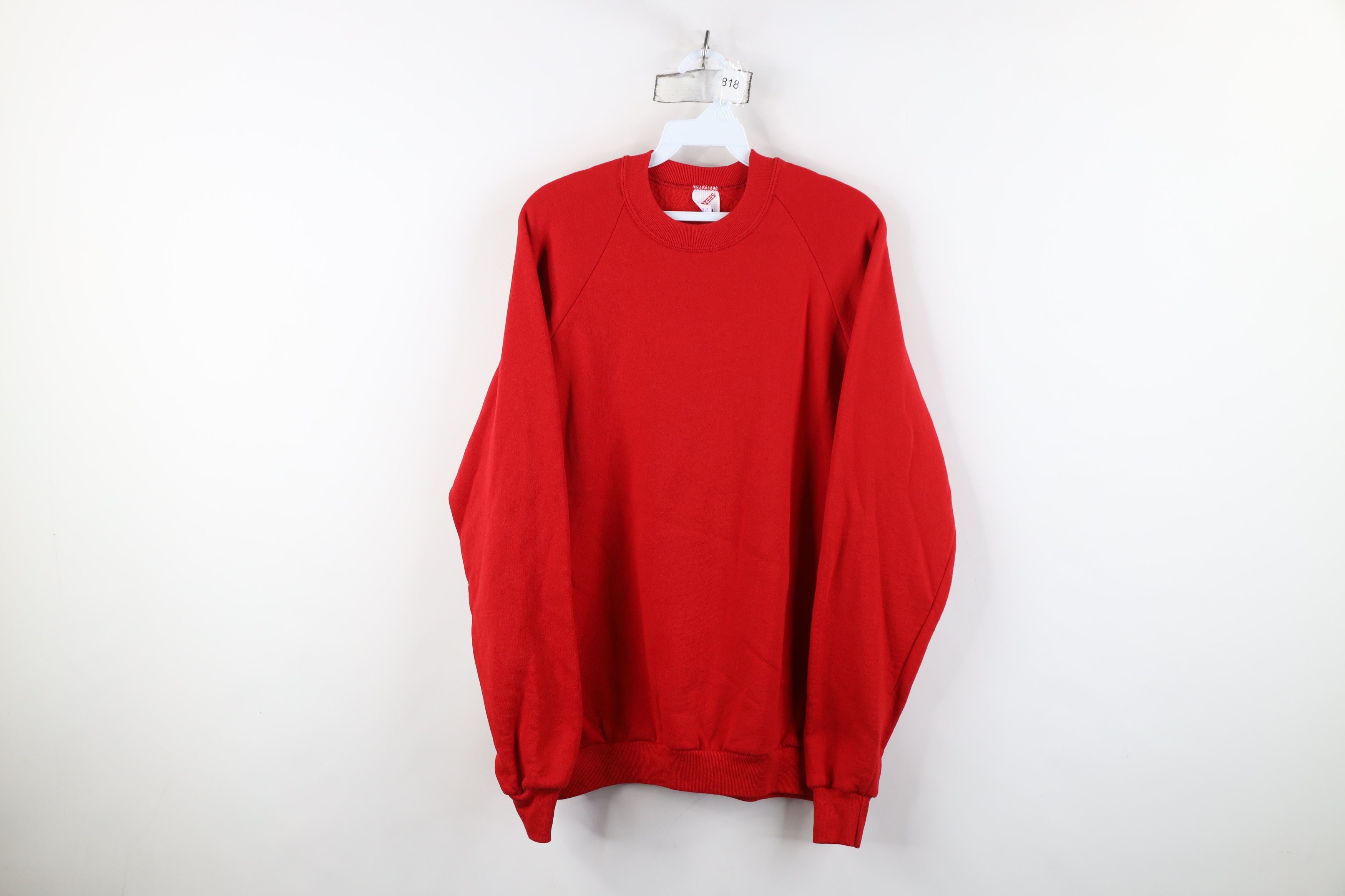 Vintage Vintage 80s 90s Streetwear Blank Crewneck Sweatshirt Red USA Size US XL / EU 56 / 4 - 1 Thumbnail