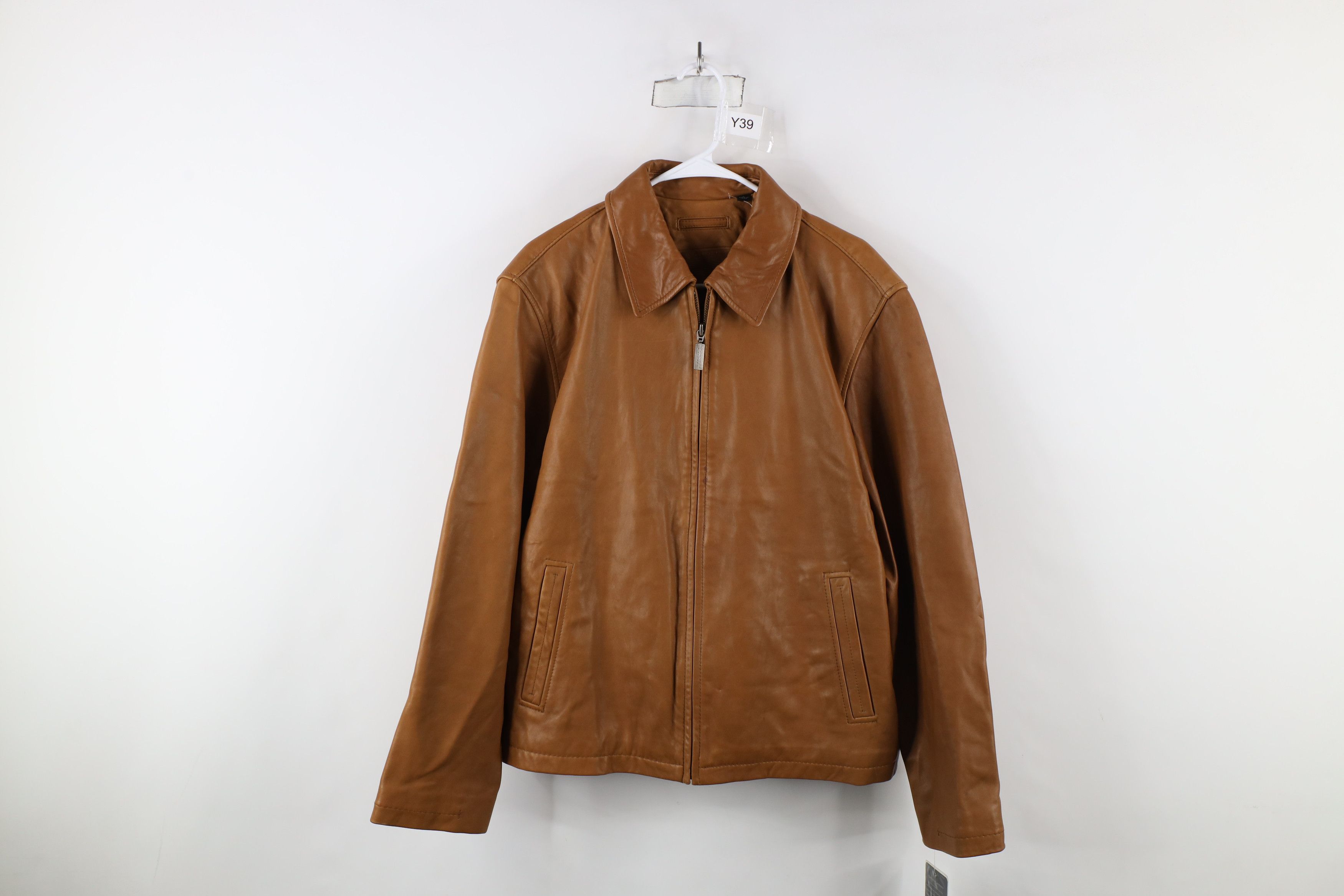Vintage Deadstock Vintage 90s Streetwear Leather Jacket Brown Size US L / EU 52-54 / 3 - 1 Thumbnail