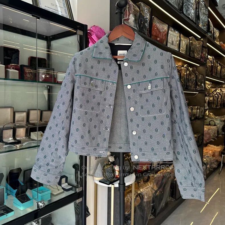 Hermes Hermes Pig Nose Printed Blue Denim Jacket Size XS / US 0-2 / IT 36-38 - 3 Thumbnail