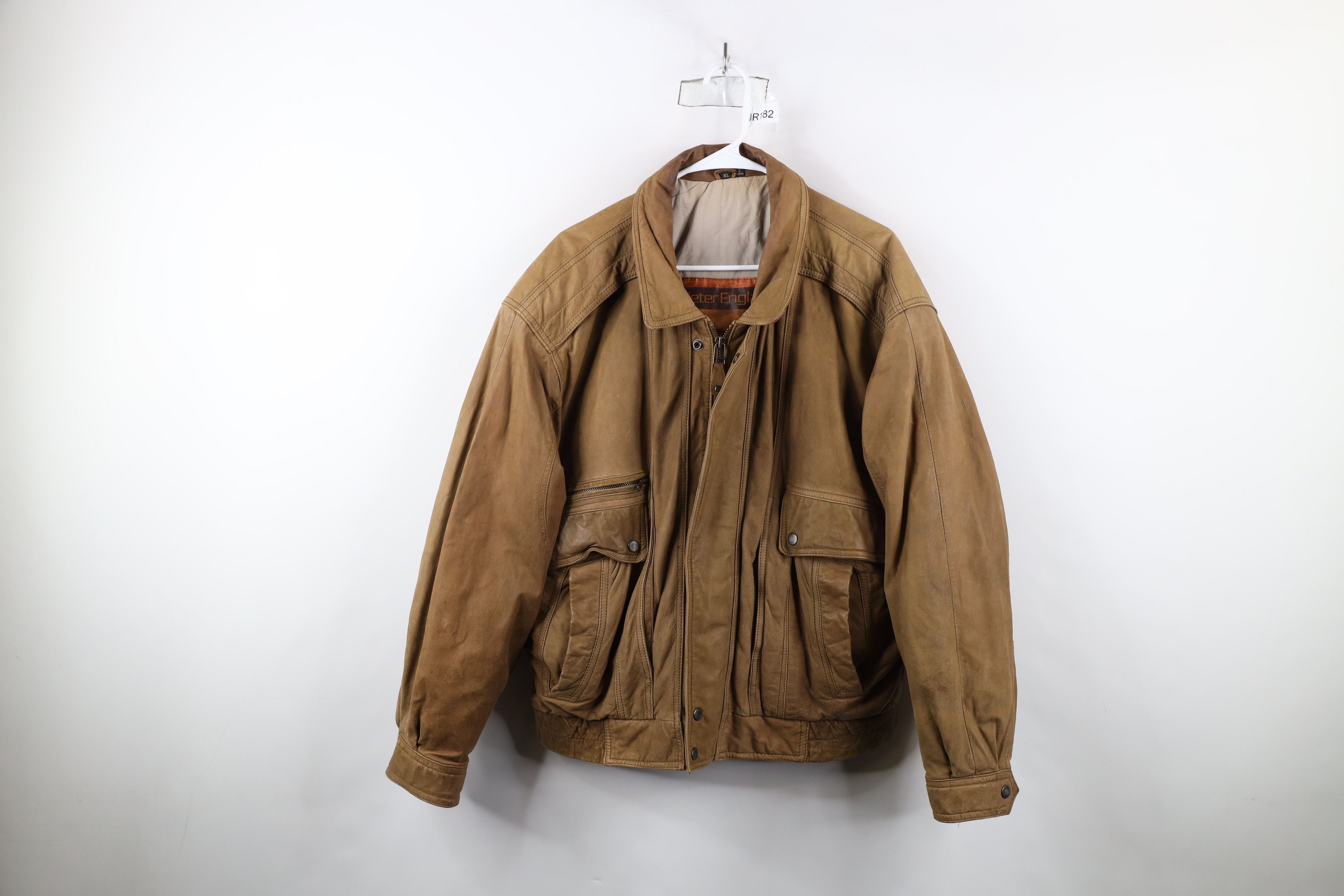 Vintage Vintage 90s Streetwear Leather Full Zip Flight Bomber Jacket Size US XL / EU 56 / 4 - 1 Thumbnail