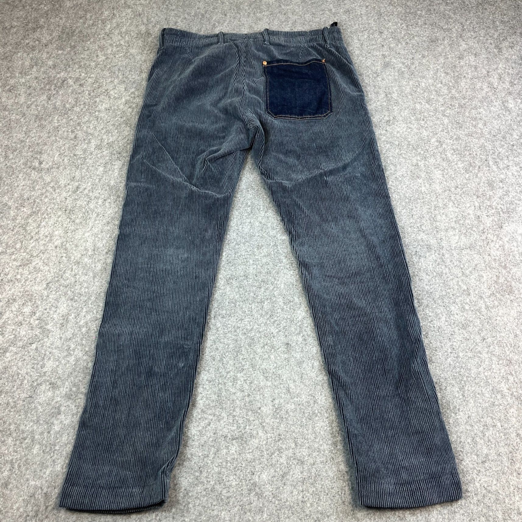 Replay Replay Mens Corduroy Trousers Slim Tapered Fit 33 32 Blue Patch Pkt Jeans Pants Size US 33 - 2 Thumbnail
