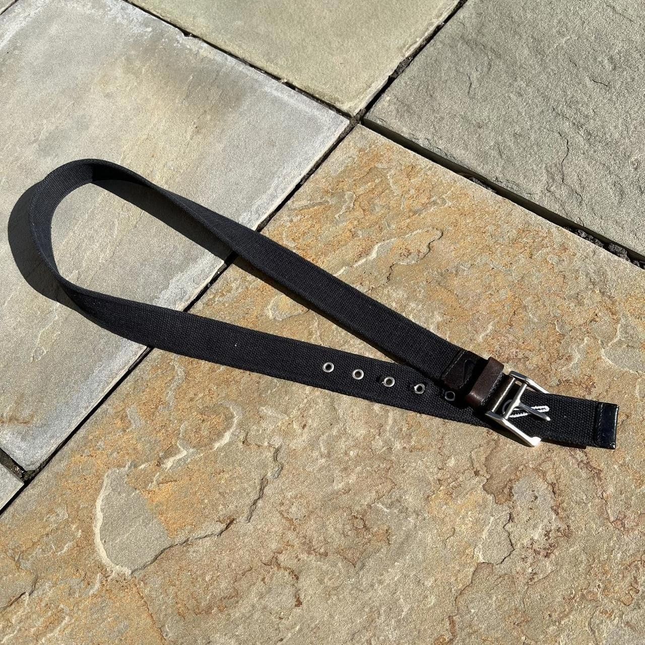 Nike Nike Black Canvas Brown Leather Belt Size ONE SIZE - 1 Thumbnail