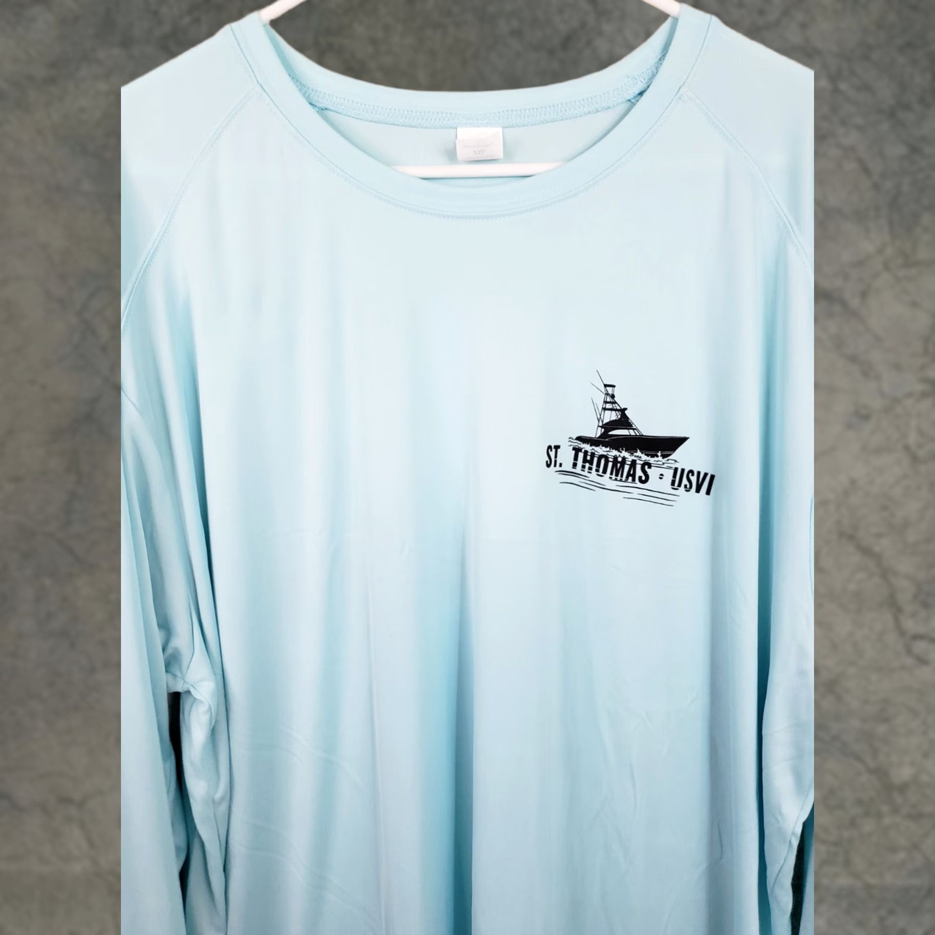 Vintage Paragon Sun Shirt LS Tee Mens 2XL Aqua Blue St. Thomas Virgin Islands UPF50+ Sun Protection Graphic Tee Size US XXL / EU 58 / 5 - 1 Thumbnail