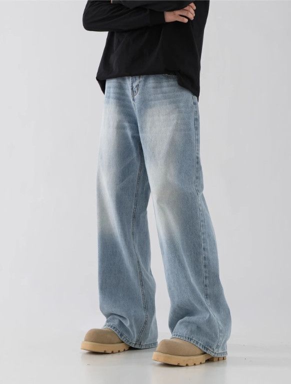 Japanese Brand Men's Retro Casual Washed Clean-Fit Straight-Leg Jeans Size US 32 / EU 48 - 2 Thumbnail
