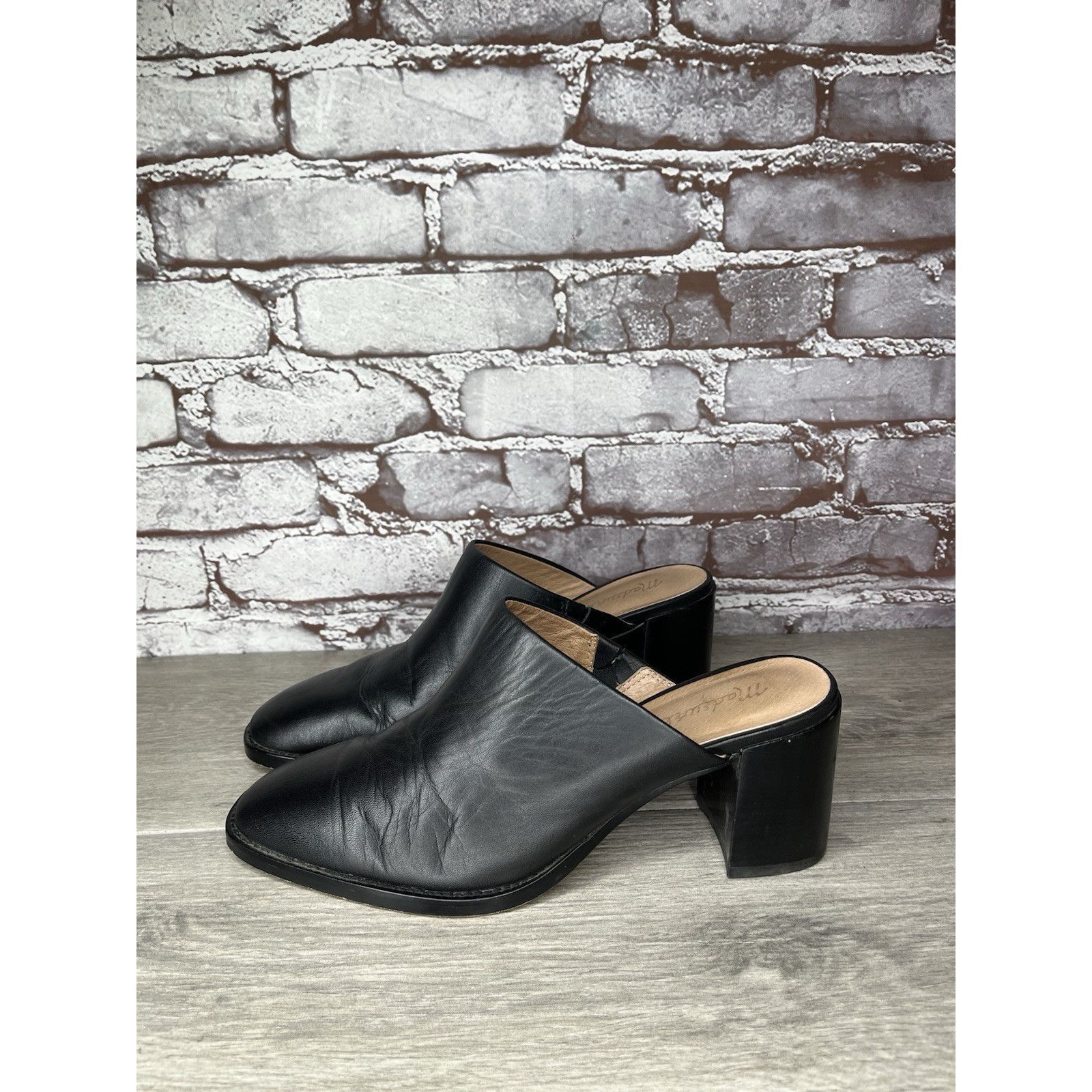 Madewell Madewell Black Leather THE HARPER Mules Slip On Clogs Heels Size US 8.5 / IT 38.5 - 2 Thumbnail