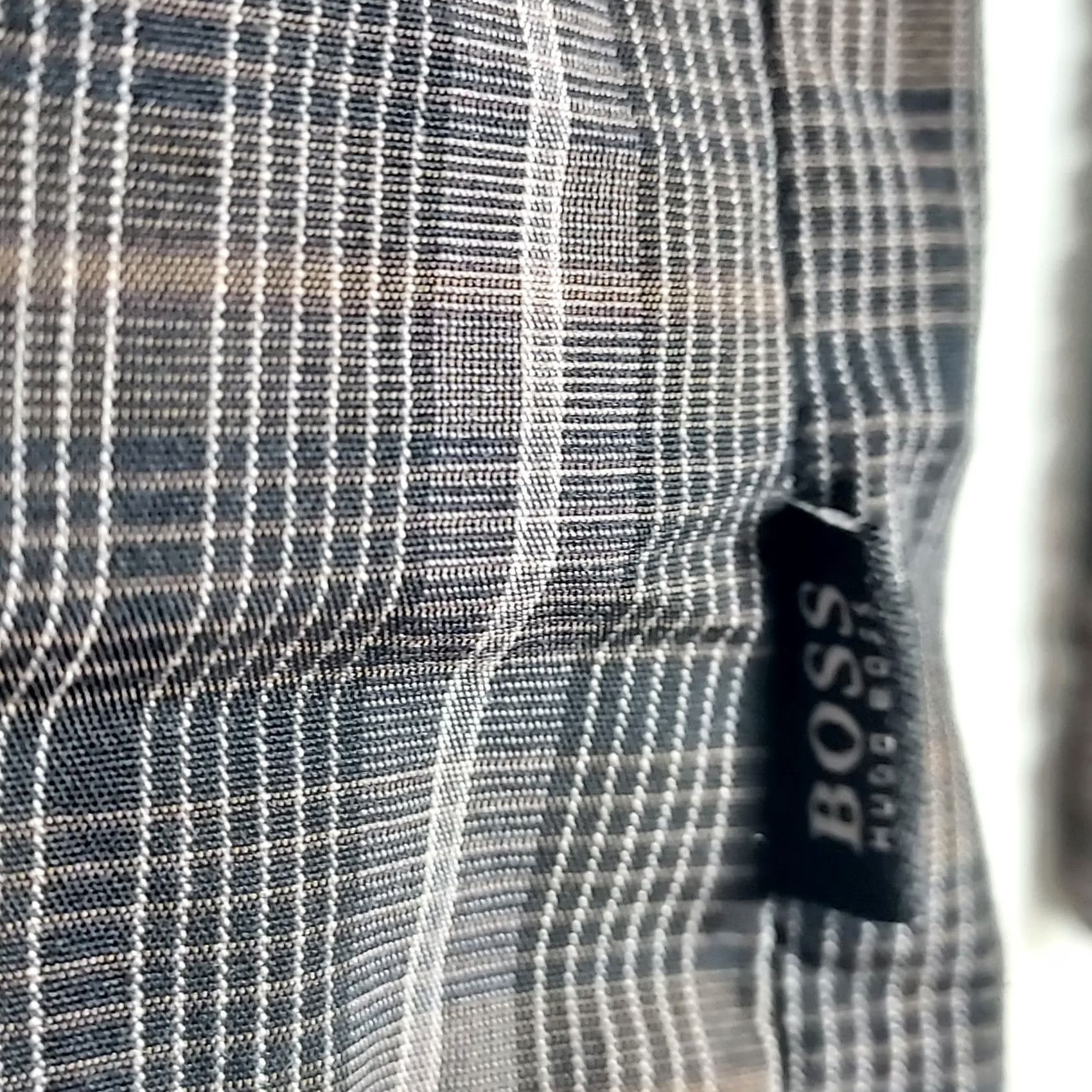 Hugo Boss HUGO BOSS Dress Shirt Plaid Gray XL Slim Fit Men's Long Sleeve Button Collared Barrel Cuff Casual Business Size 46R - 6 Thumbnail