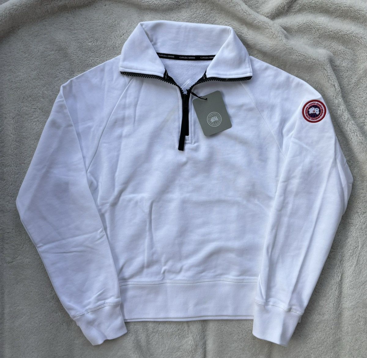 Canada Goose Muskoka White 1/2 Zip Sweaters