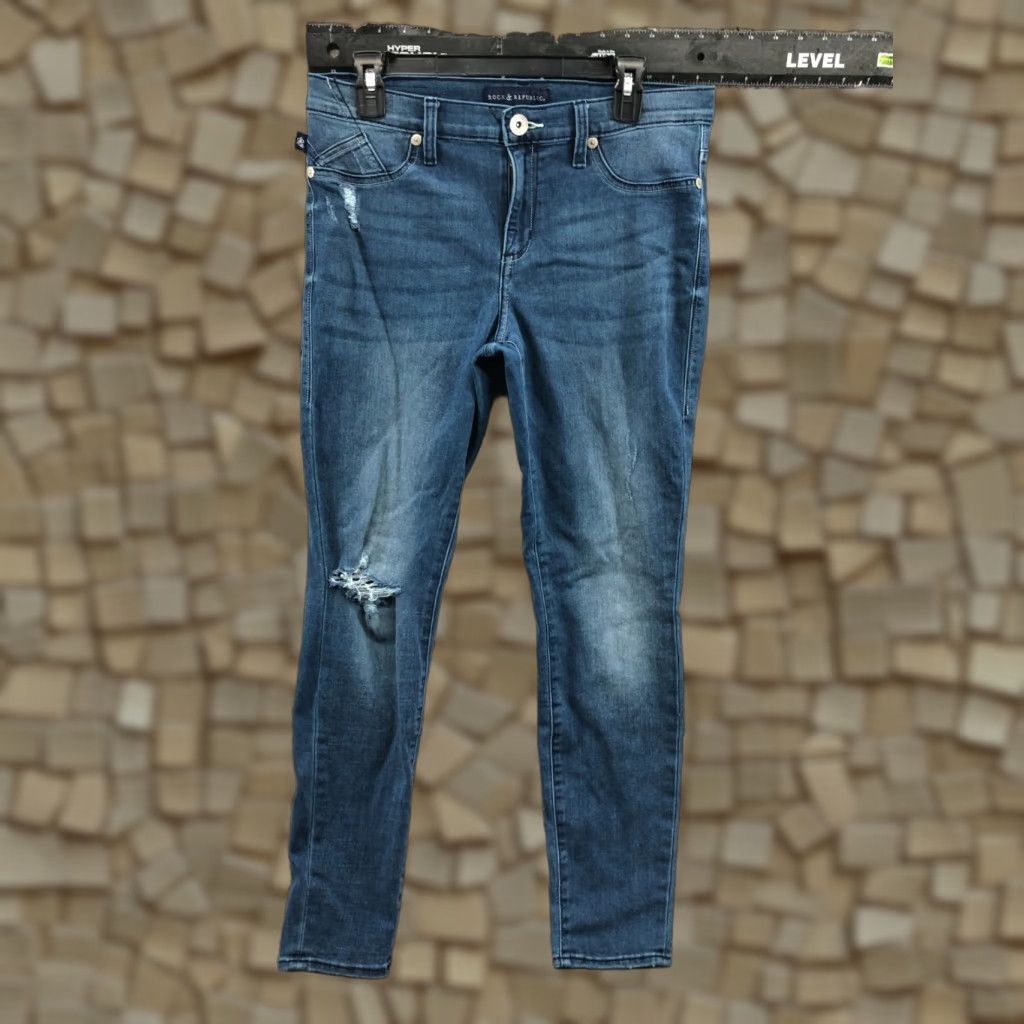 Vintage Rock & Republic Kashmiere Skinny Jeans Womens Medium Blue Size 12 Regular Waist 32 Inseam 30 Denim Jeans Size 34" / US 12 / IT 48 - 1 Thumbnail