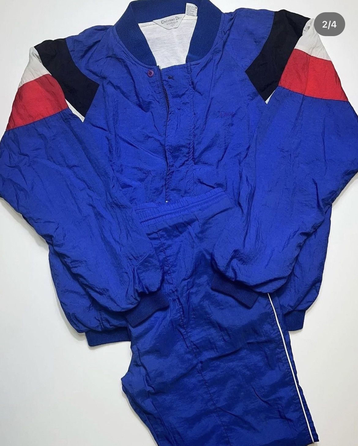 image of Vintage Christian Dior Monsieur Full Zip Track Jacket Size S in Blue, Men's