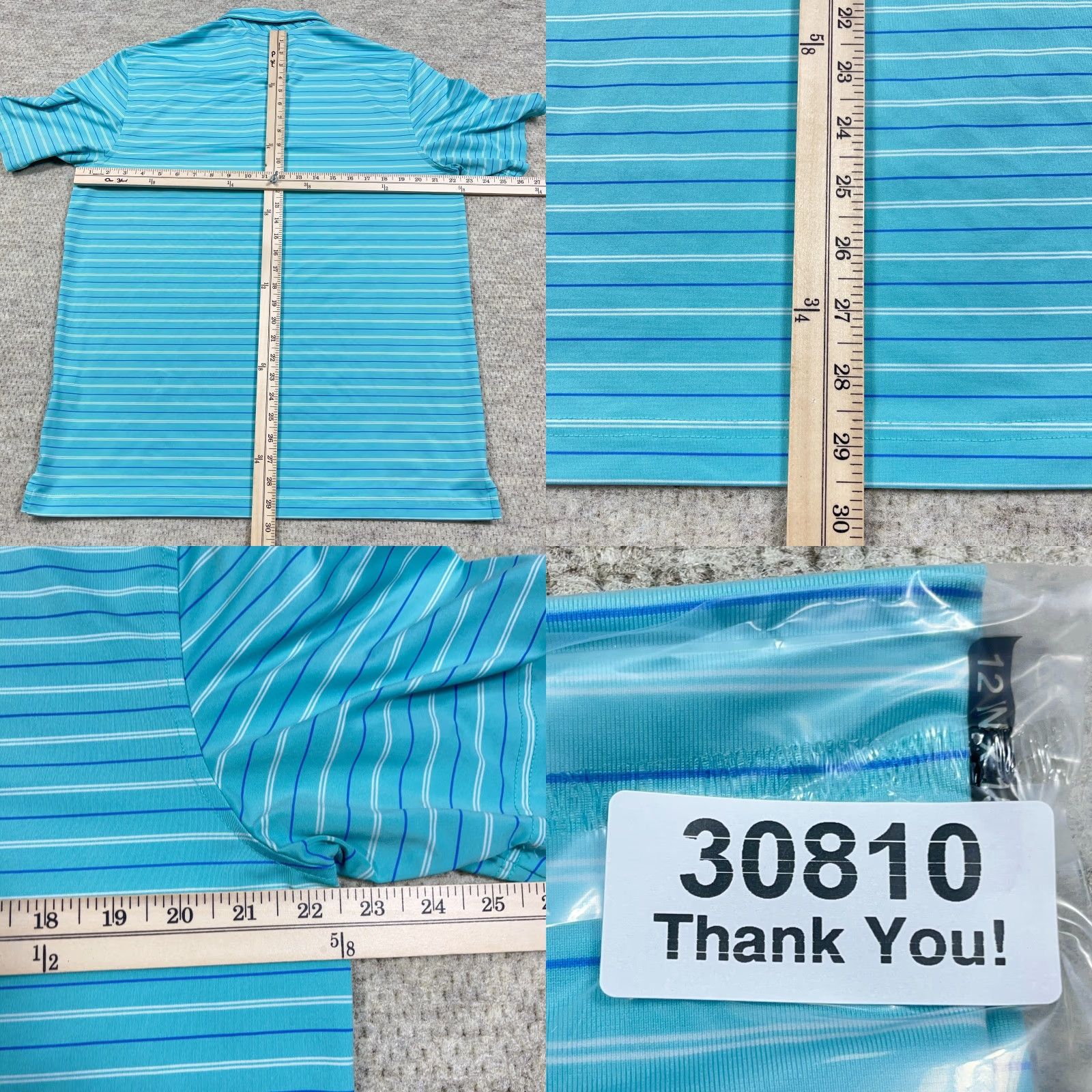 Vineyard Vines Vineyard Vines Polo Shirt Men L Teal Blue Striped Performance Wicking Golf Shirt Size US L / EU 52-54 / 3 - 8 Thumbnail