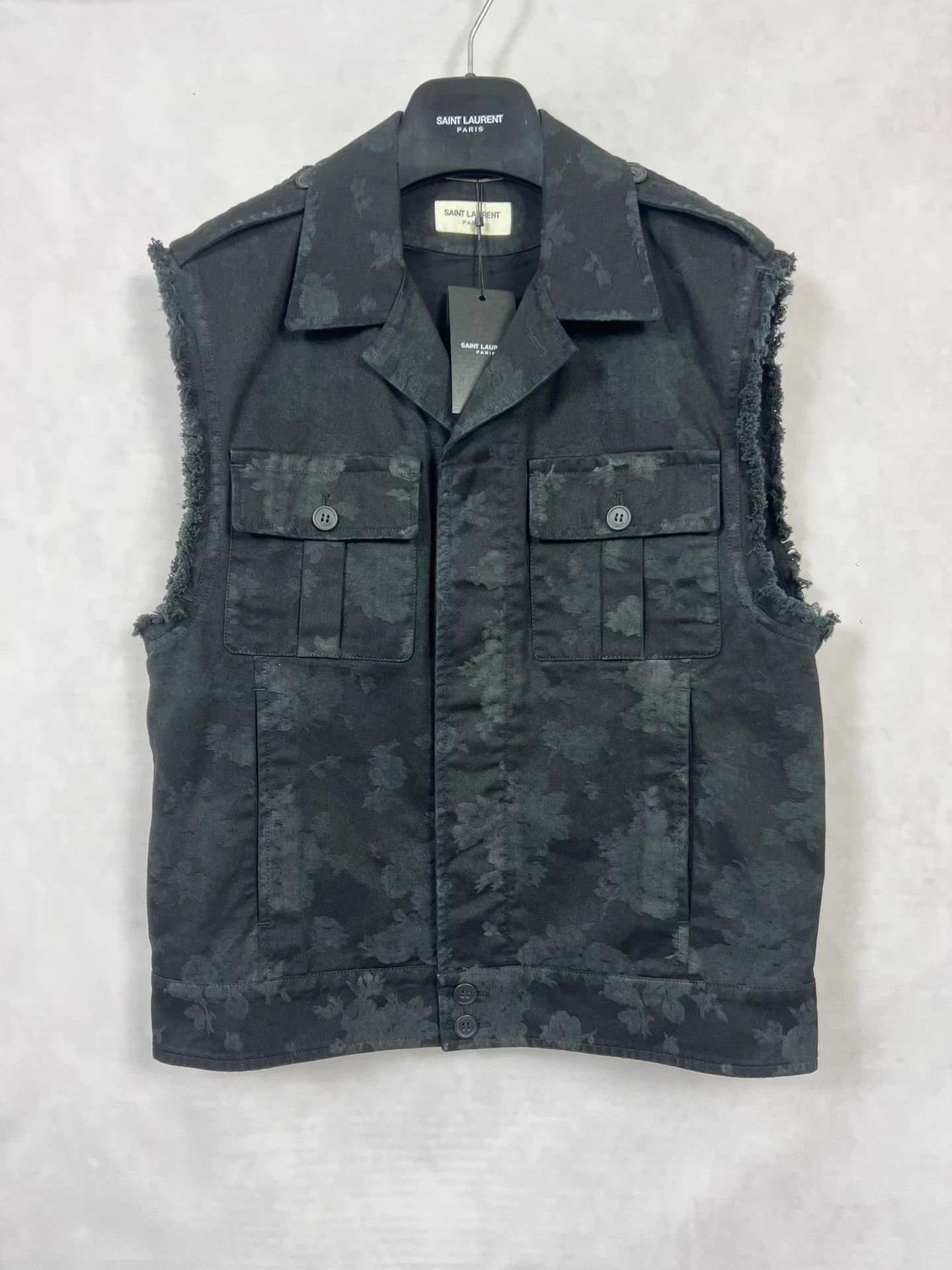 Saint Laurent Paris SLP22ss floral lapel sleeveless denim vest 48 Size US M / EU 48-50 / 2 - 1 Thumbnail